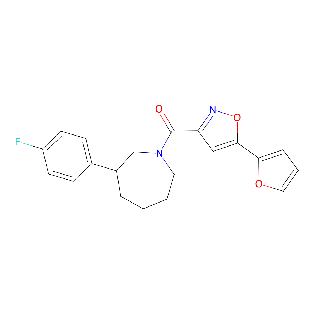 (3-(4-Fluorophenyl)azepan-1-yl)(5-(furan-2-yl)isoxazol-3-yl)methanone molecular structure, CAS 1798019-32-5