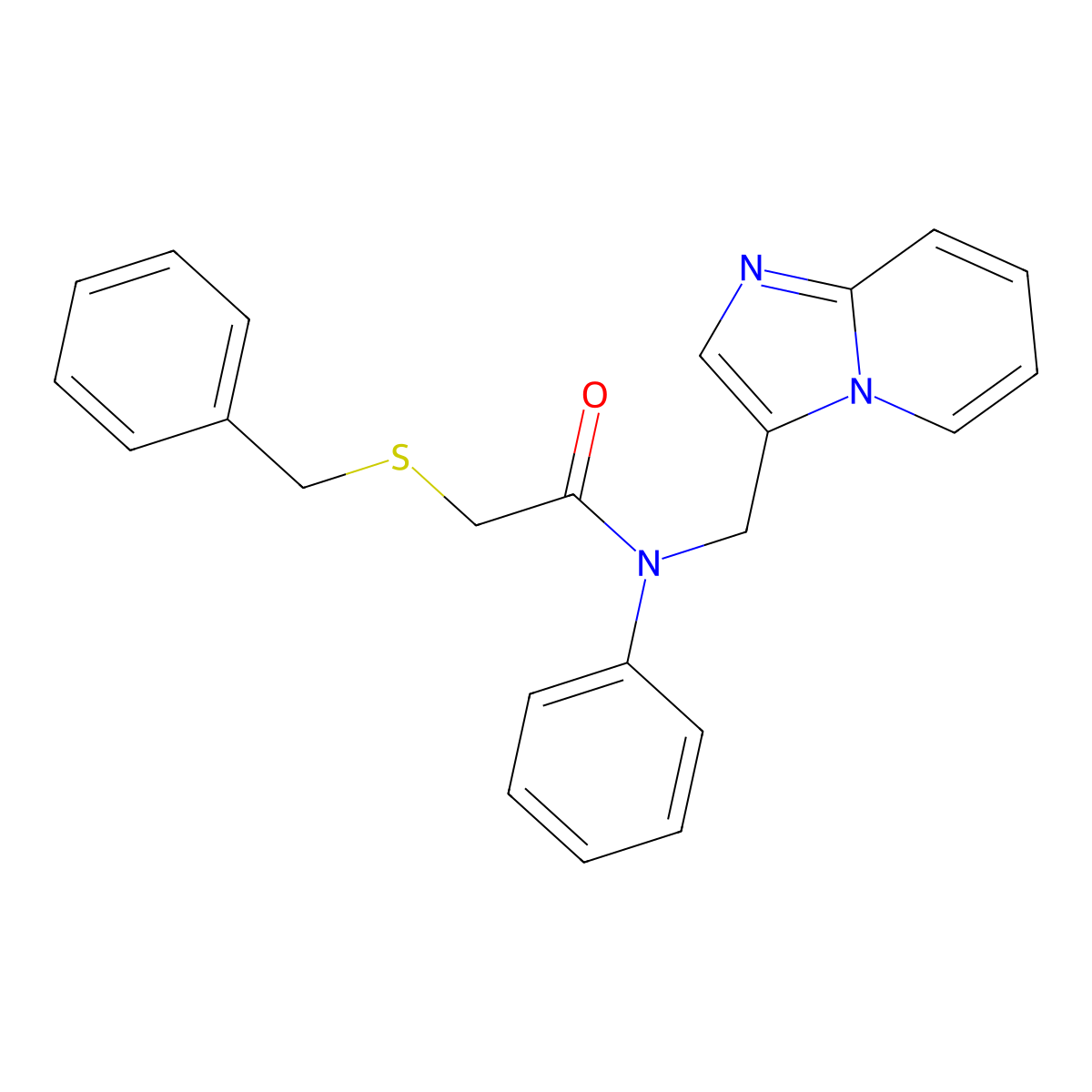 2-(benzylthio)-N-(imidazo[1,2-a]pyridin-3-ylmethyl)-N-phenylacetamide molecular structure, CAS 1798019-43-8