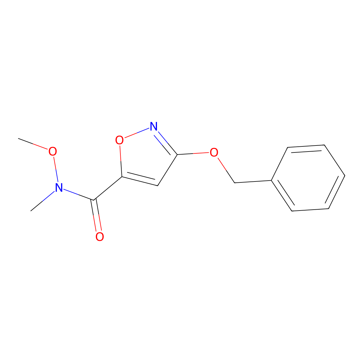 3-(benzyloxy)-N-methoxy-N-methylisoxazole-5-carboxamide molecular structure, CAS 1798019-51-8