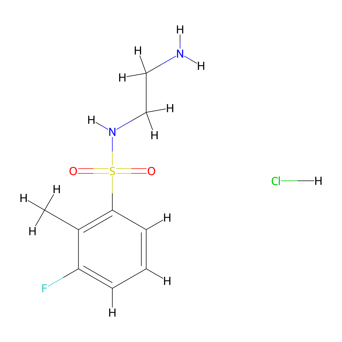 N-(2-aminoethyl)-3-fluoro-2-methylbenzene-1-sulfonamide hydrochloride molecular structure, CAS 1798019-76-7