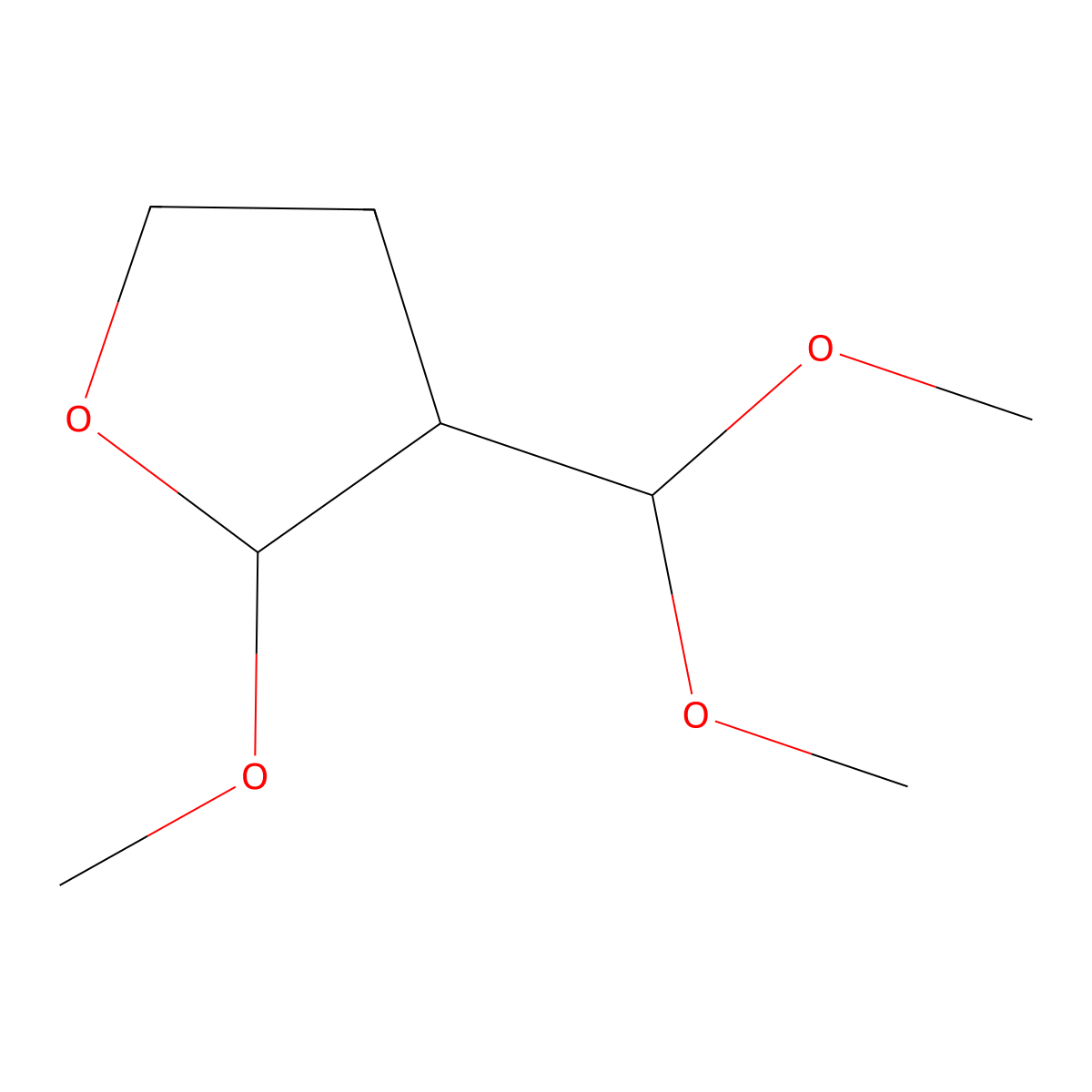 3-(Dimethoxymethyl)-2-methoxyoxolane molecular structure, CAS 179802-16-5