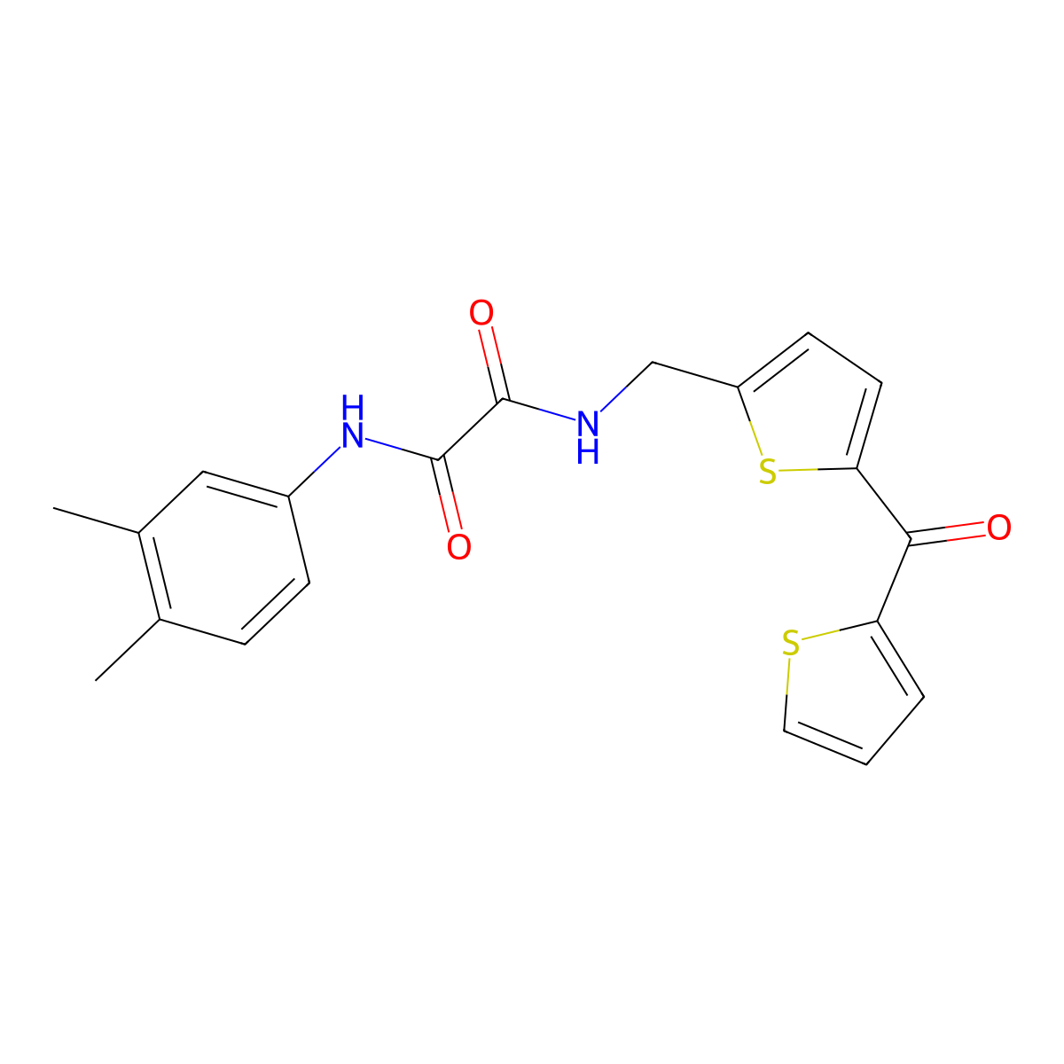 N1-(3,4-dimethylphenyl)-N2-((5-(thiophene-2-carbonyl)thiophen-2-yl)methyl)oxalamide molecular structure, CAS 1798021-92-7