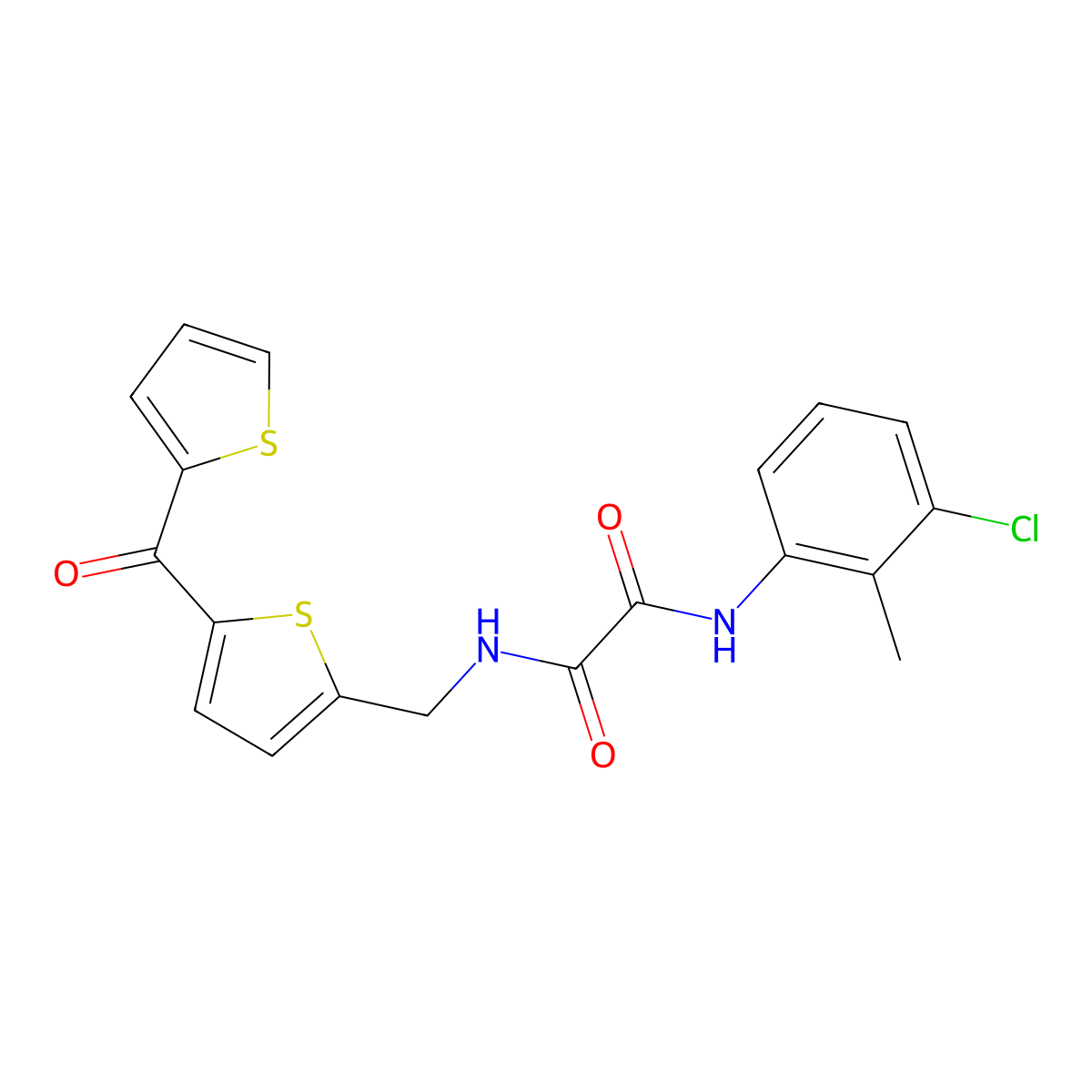 N1-(3-chloro-2-methylphenyl)-N2-((5-(thiophene-2-carbonyl)thiophen-2-yl)methyl)oxalamide molecular structure, CAS 1798022-00-0