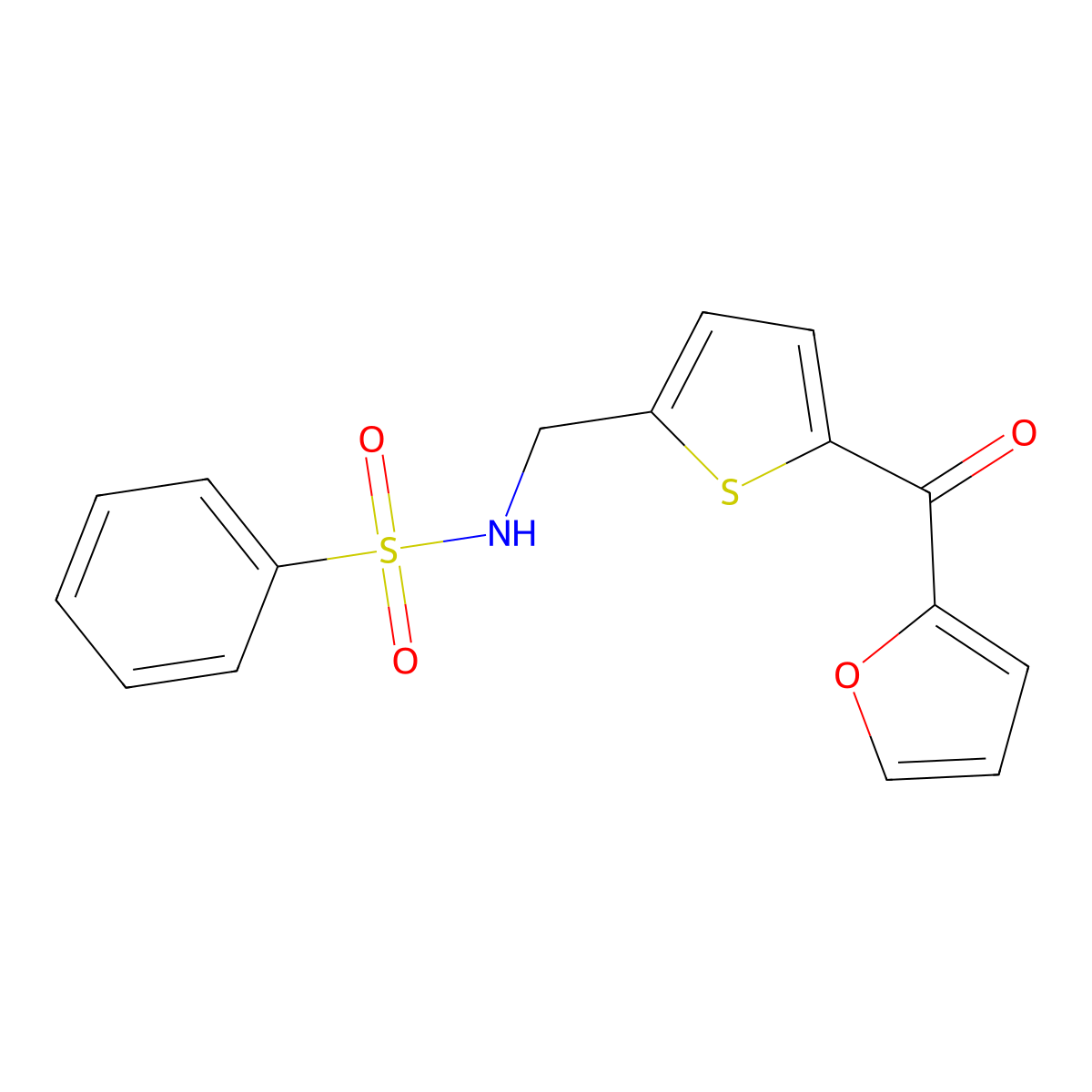 N-((5-(furan-2-carbonyl)thiophen-2-yl)methyl)benzenesulfonamide molecular structure, CAS 1798022-24-8