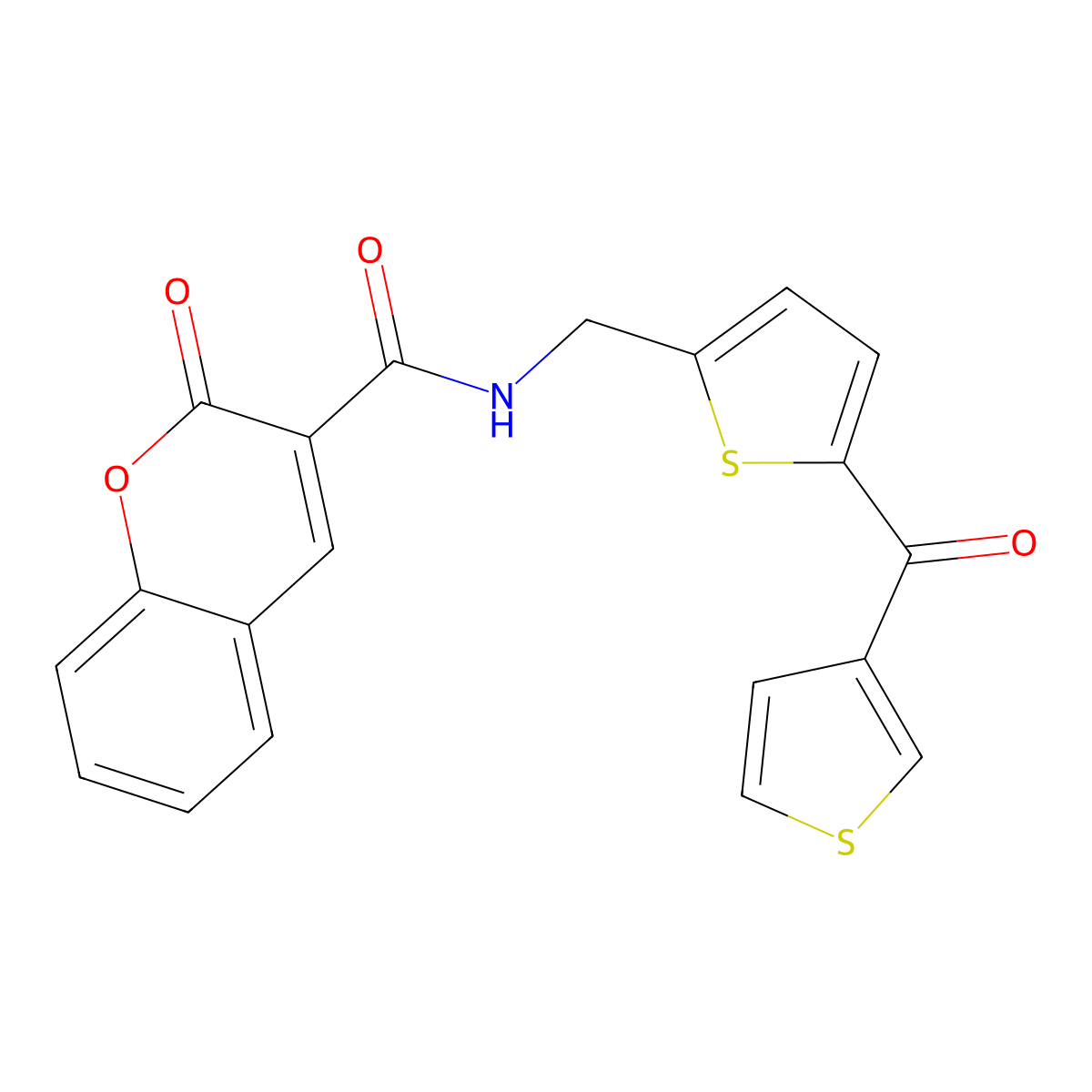 2-oxo-N-{[5-(thiophene-3-carbonyl)thiophen-2-yl]methyl}-2H-chromene-3-carboxamide molecular structure, CAS 1798022-79-3