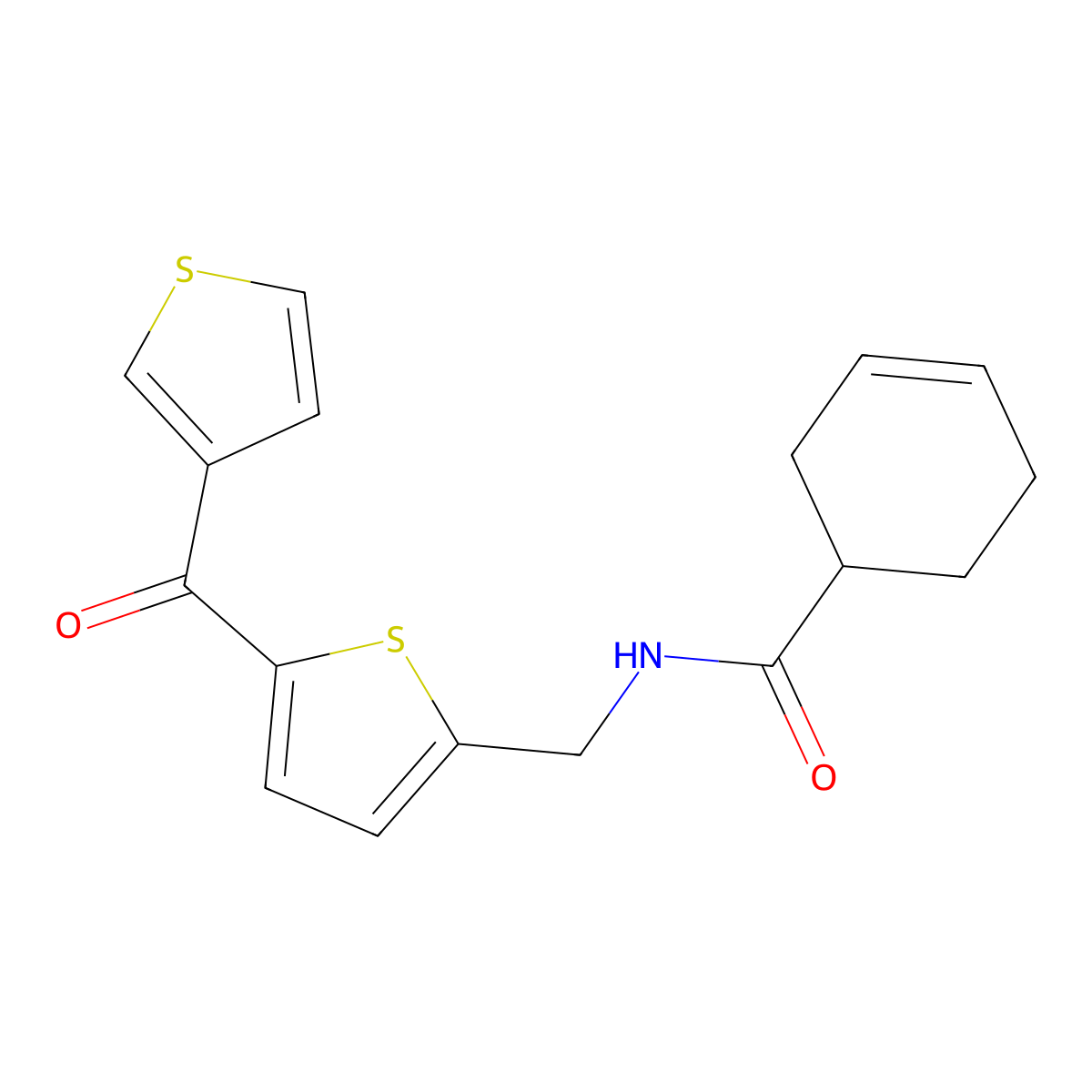 N-((5-(thiophene-3-carbonyl)thiophen-2-yl)methyl)cyclohex-3-enecarboxamide molecular structure, CAS 1798022-89-5