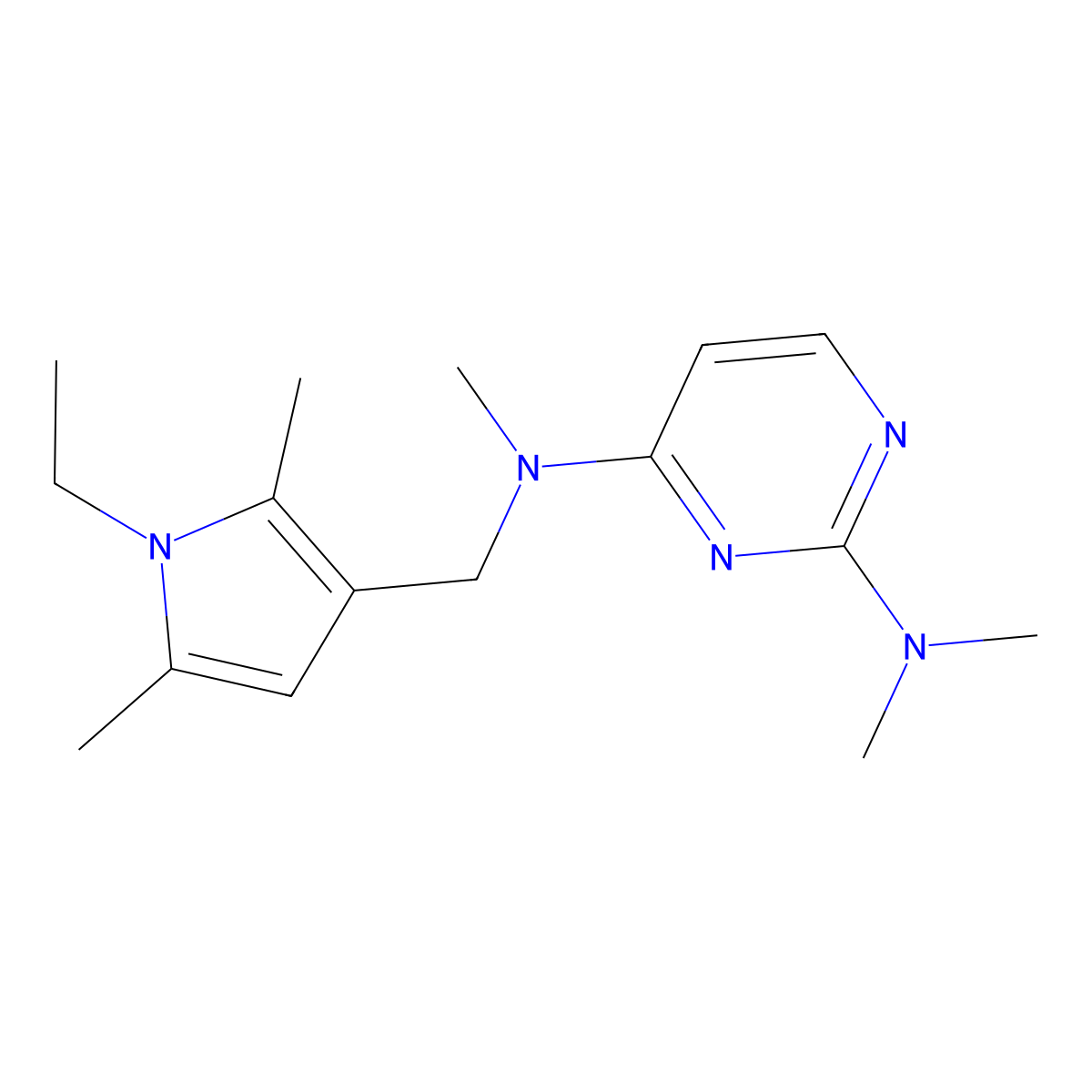 N4-[(1-ethyl-2,5-dimethyl-1H-pyrrol-3-yl)methyl]-N2,N2,N4-trimethylpyrimidine-2,4-diamine molecular structure, CAS 1798023-15-0