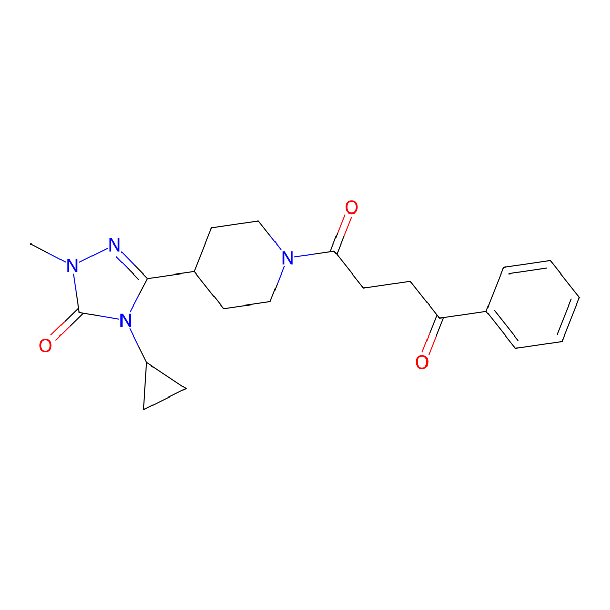 1-[4-(4-cyclopropyl-1-methyl-5-oxo-4,5-dihydro-1H-1,2,4-triazol-3-yl)piperidin-1-yl]-4-phenylbutane-1,4-dione molecular structure, CAS 1798023-28-5