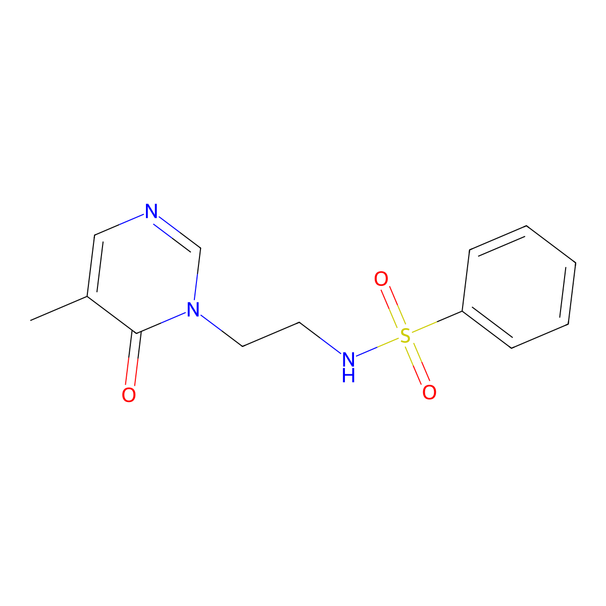 N-(2-(5-methyl-6-oxopyrimidin-1(6H)-yl)ethyl)benzenesulfonamide molecular structure, CAS 1798023-56-9