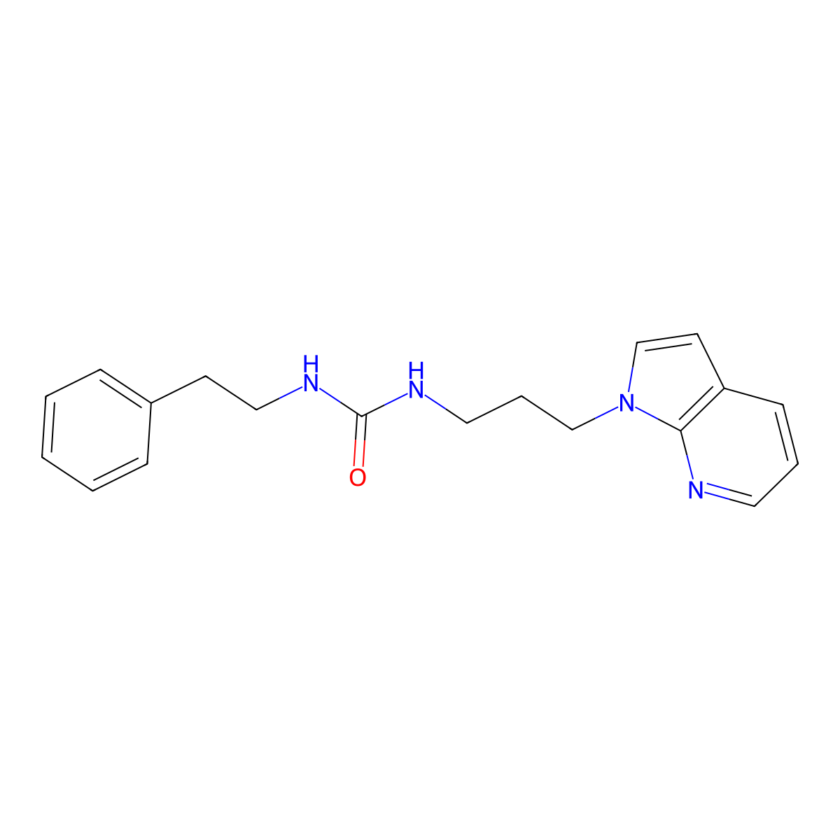 1-(3-(1H-pyrrolo[2,3-b]pyridin-1-yl)propyl)-3-phenethylurea molecular structure, CAS 1798023-86-5
