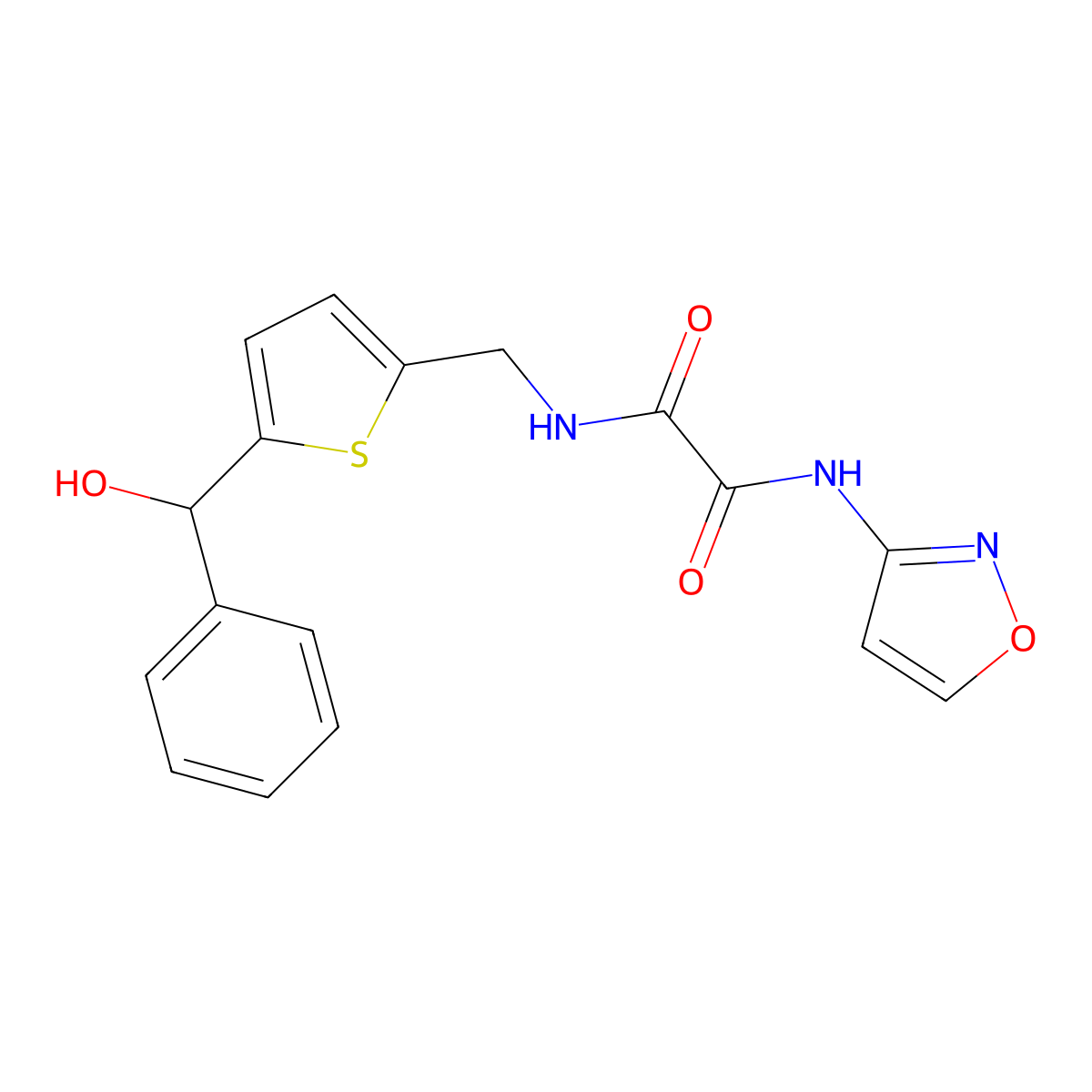 N1-((5-(hydroxy(phenyl)methyl)thiophen-2-yl)methyl)-N2-(isoxazol-3-yl)oxalamide molecular structure, CAS 1798024-52-8