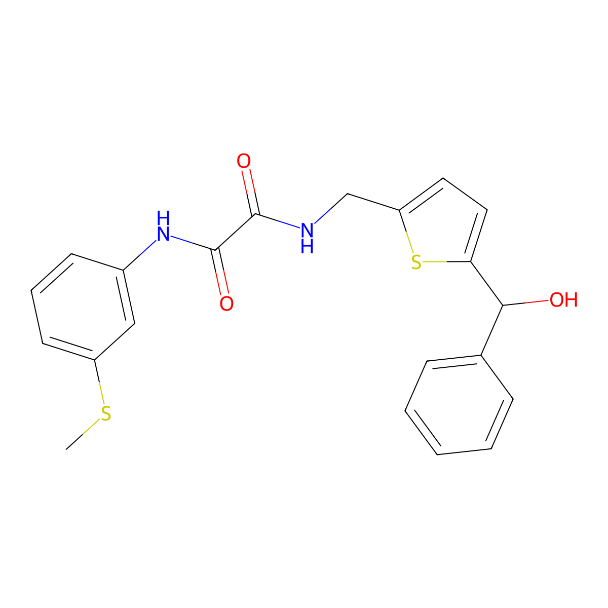 N1-((5-(hydroxy(phenyl)methyl)thiophen-2-yl)methyl)-N2-(3-(methylthio)phenyl)oxalamide molecular structure, CAS 1798024-61-9