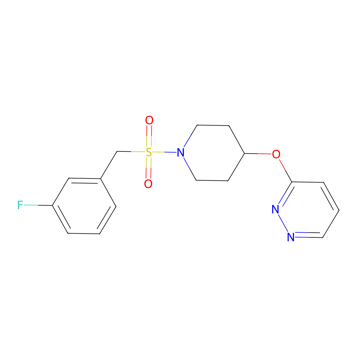 3-((1-((3-Fluorobenzyl)sulfonyl)piperidin-4-yl)oxy)pyridazine molecular structure, CAS 1798024-75-5