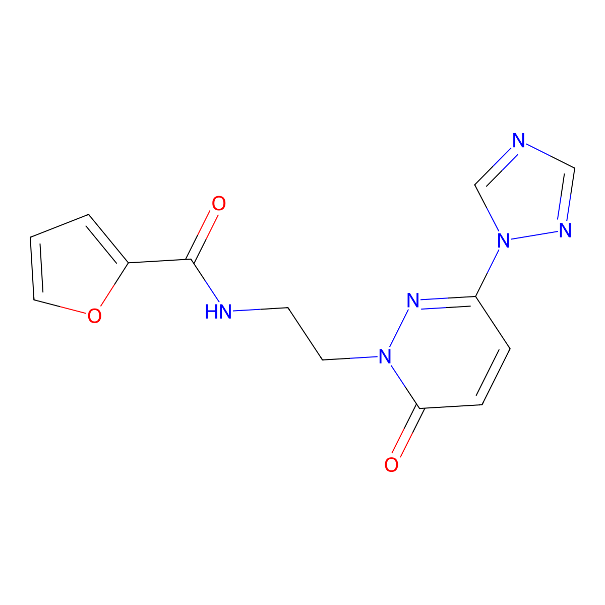 N-(2-(6-oxo-3-(1H-1,2,4-triazol-1-yl)pyridazin-1(6H)-yl)ethyl)furan-2-carboxamide molecular structure, CAS 1798024-83-5