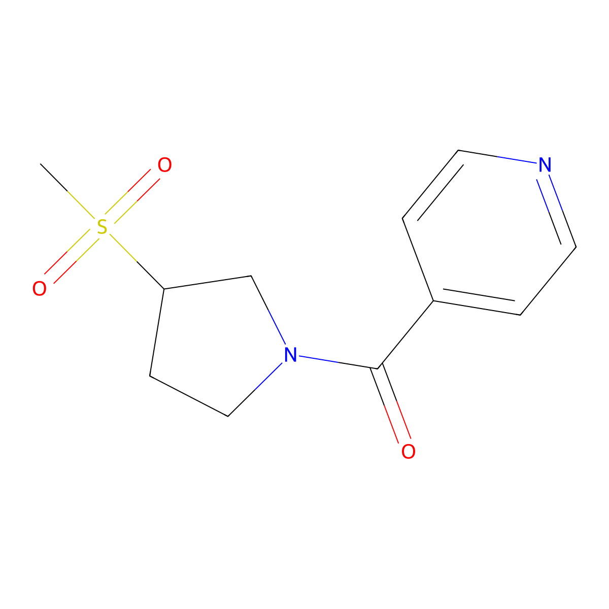 (3-(Methylsulfonyl)pyrrolidin-1-yl)(pyridin-4-yl)methanone molecular structure, CAS 1798025-03-2