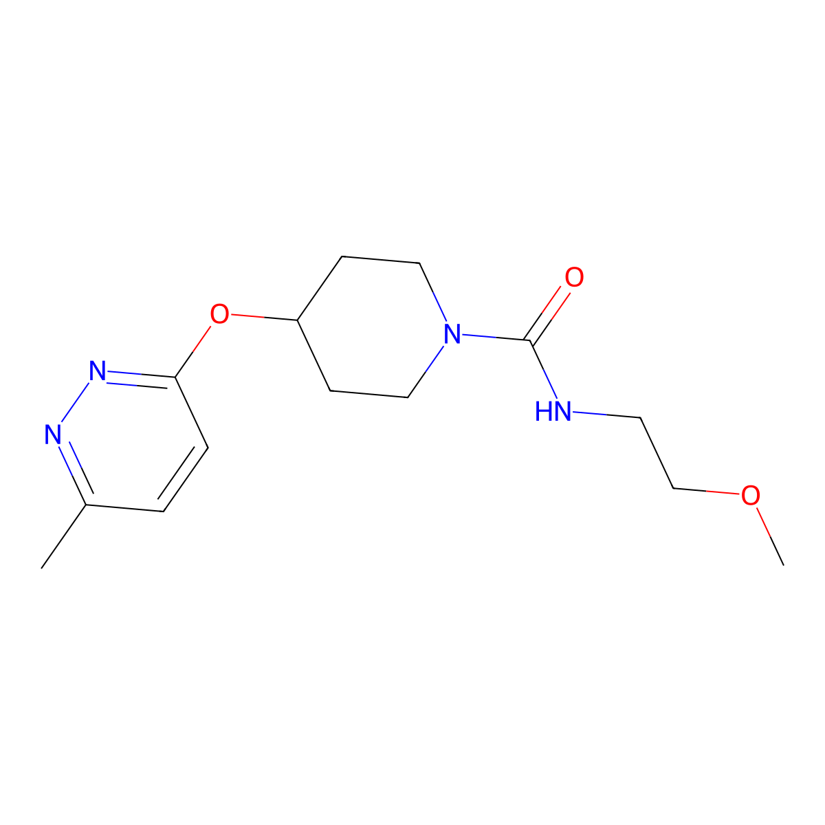 N-(2-methoxyethyl)-4-[(6-methylpyridazin-3-yl)oxy]piperidine-1-carboxamide molecular structure, CAS 1798025-18-9
