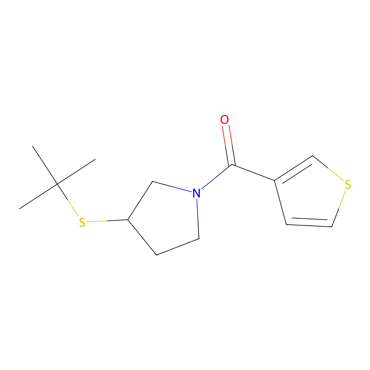 (3-(Tert-butylthio)pyrrolidin-1-yl)(thiophen-3-yl)methanone molecular structure, CAS 1798025-37-2