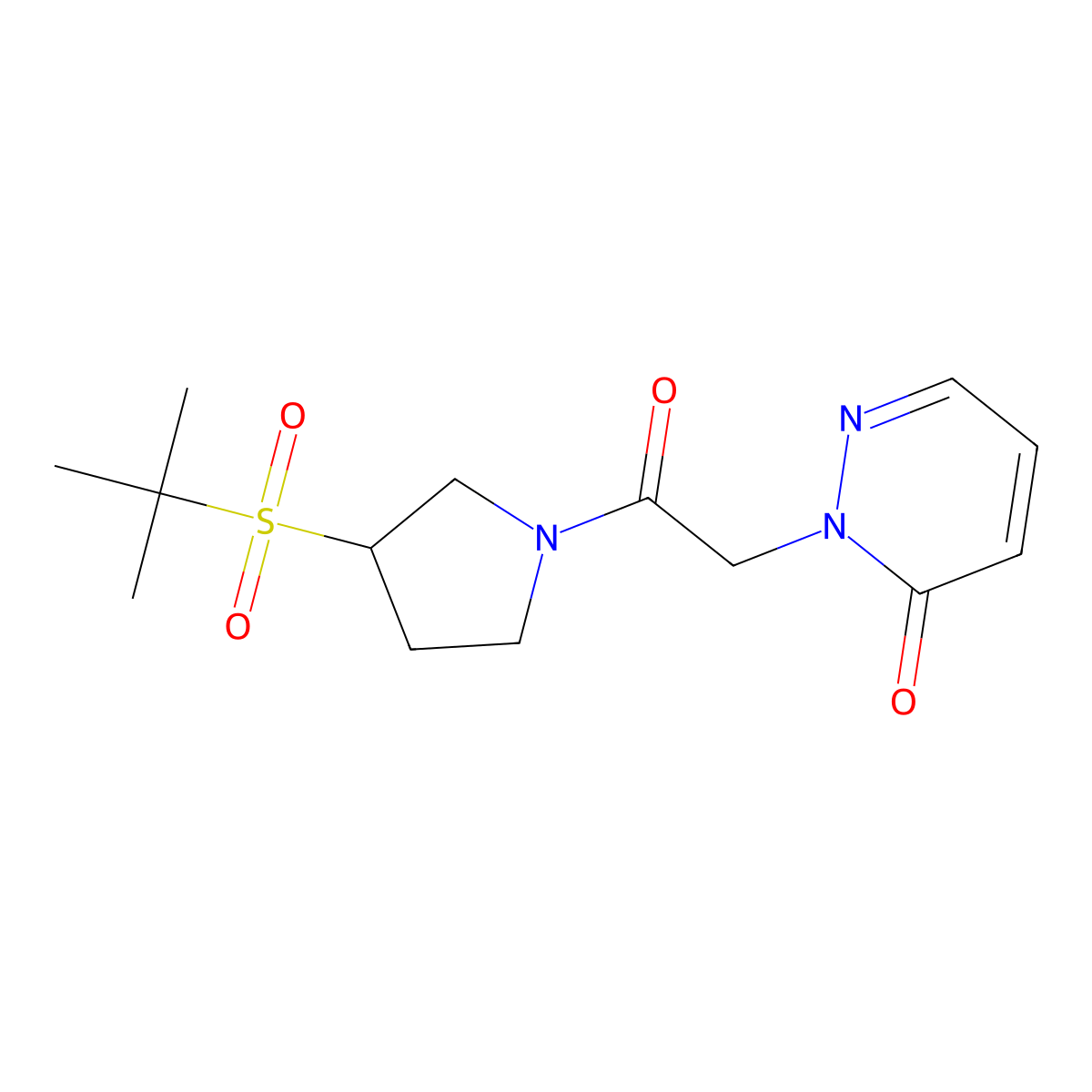 2-(2-(3-(tert-butylsulfonyl)pyrrolidin-1-yl)-2-oxoethyl)pyridazin-3(2H)-one molecular structure, CAS 1798025-53-2