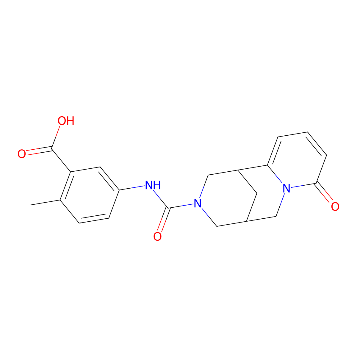2-methyl-5-{[(8-oxo-1,5,6,8-tetrahydro-2H-1,5-methanopyrido[1,2-a][1,5]diazocin-3(4H)-yl)carbonyl]amino}benzoic acid molecular structure, CAS 1798026-59-1