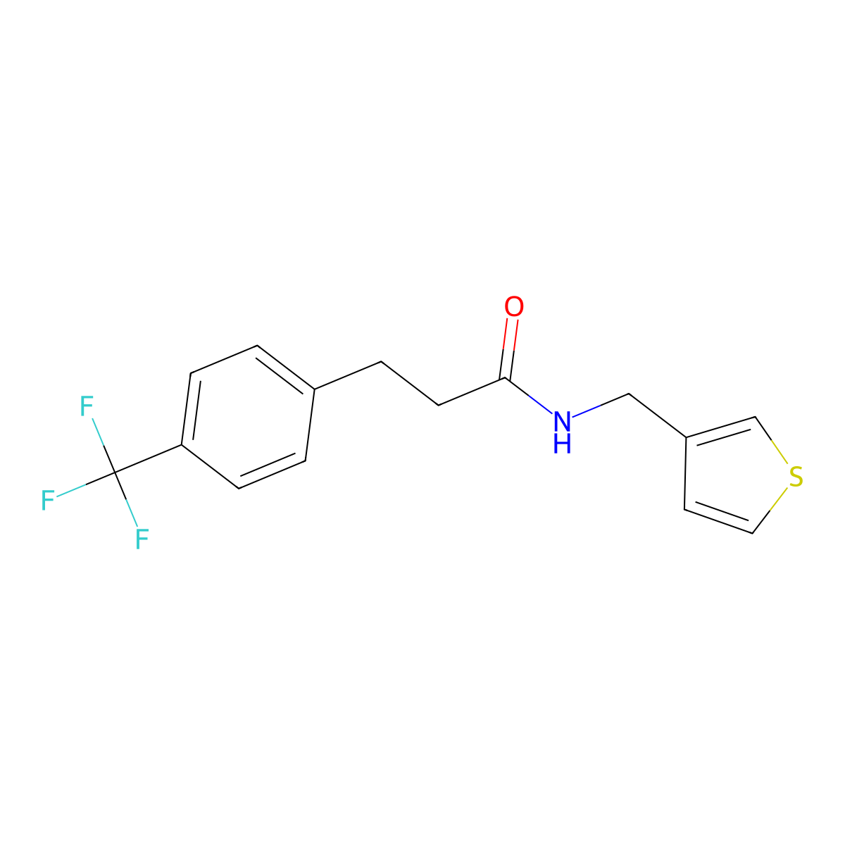 N-(thiophen-3-ylmethyl)-3-(4-(trifluoromethyl)phenyl)propanamide molecular structure, CAS 1798027-32-3