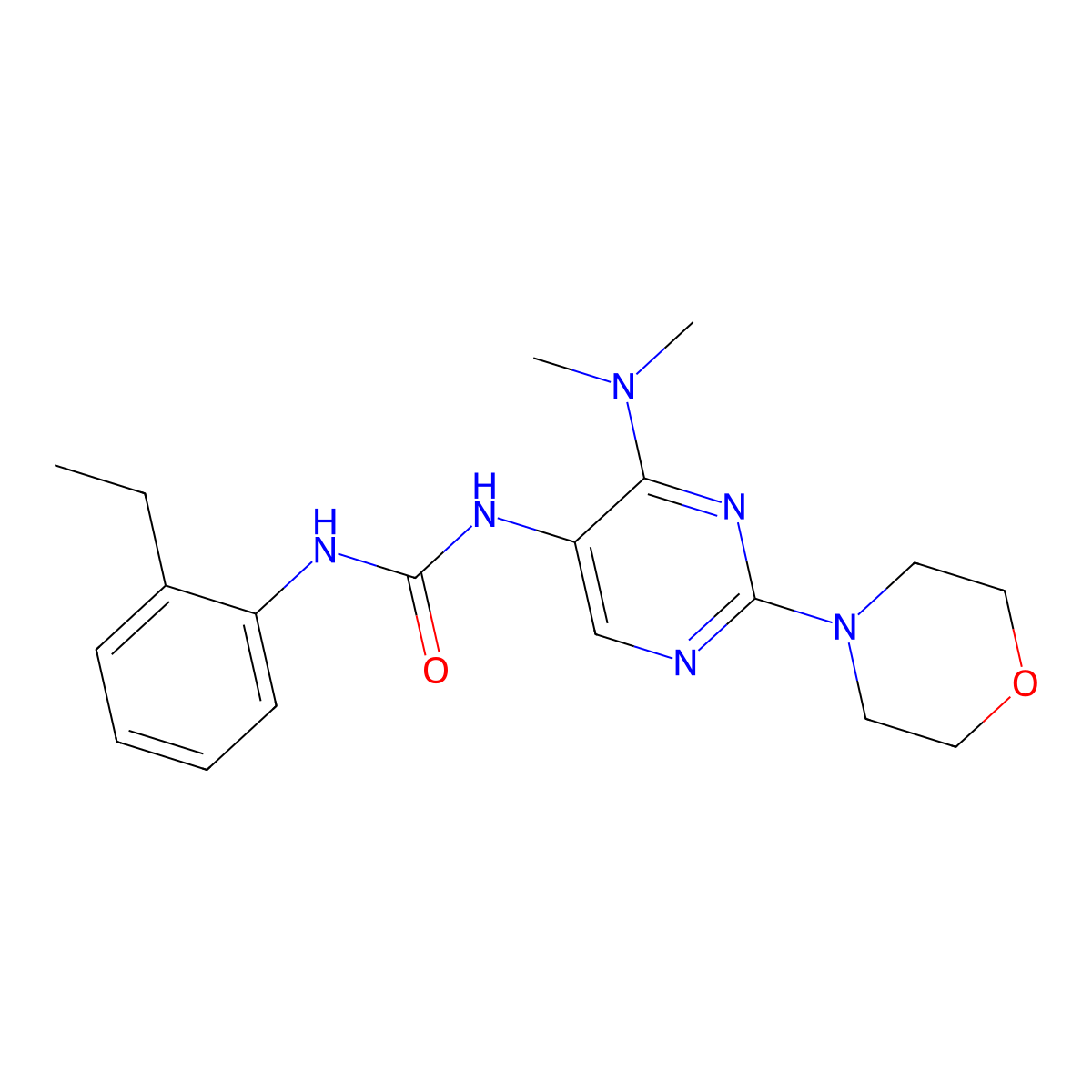 1-(4-(Dimethylamino)-2-morpholinopyrimidin-5-yl)-3-(2-ethylphenyl)urea molecular structure, CAS 1798027-71-0