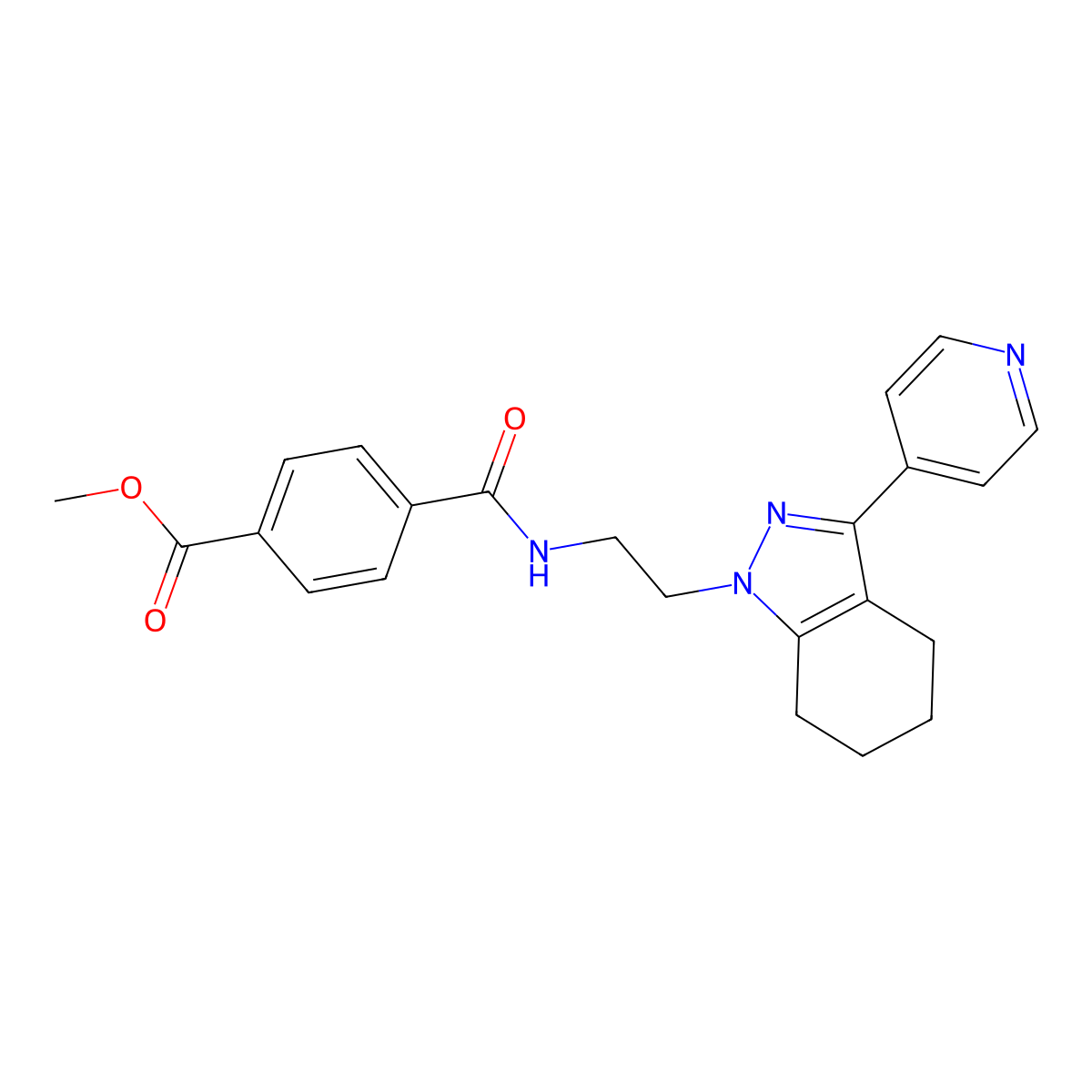 methyl 4-((2-(3-(pyridin-4-yl)-4,5,6,7-tetrahydro-1H-indazol-1-yl)ethyl)carbamoyl)benzoate molecular structure, CAS 1798027-79-8