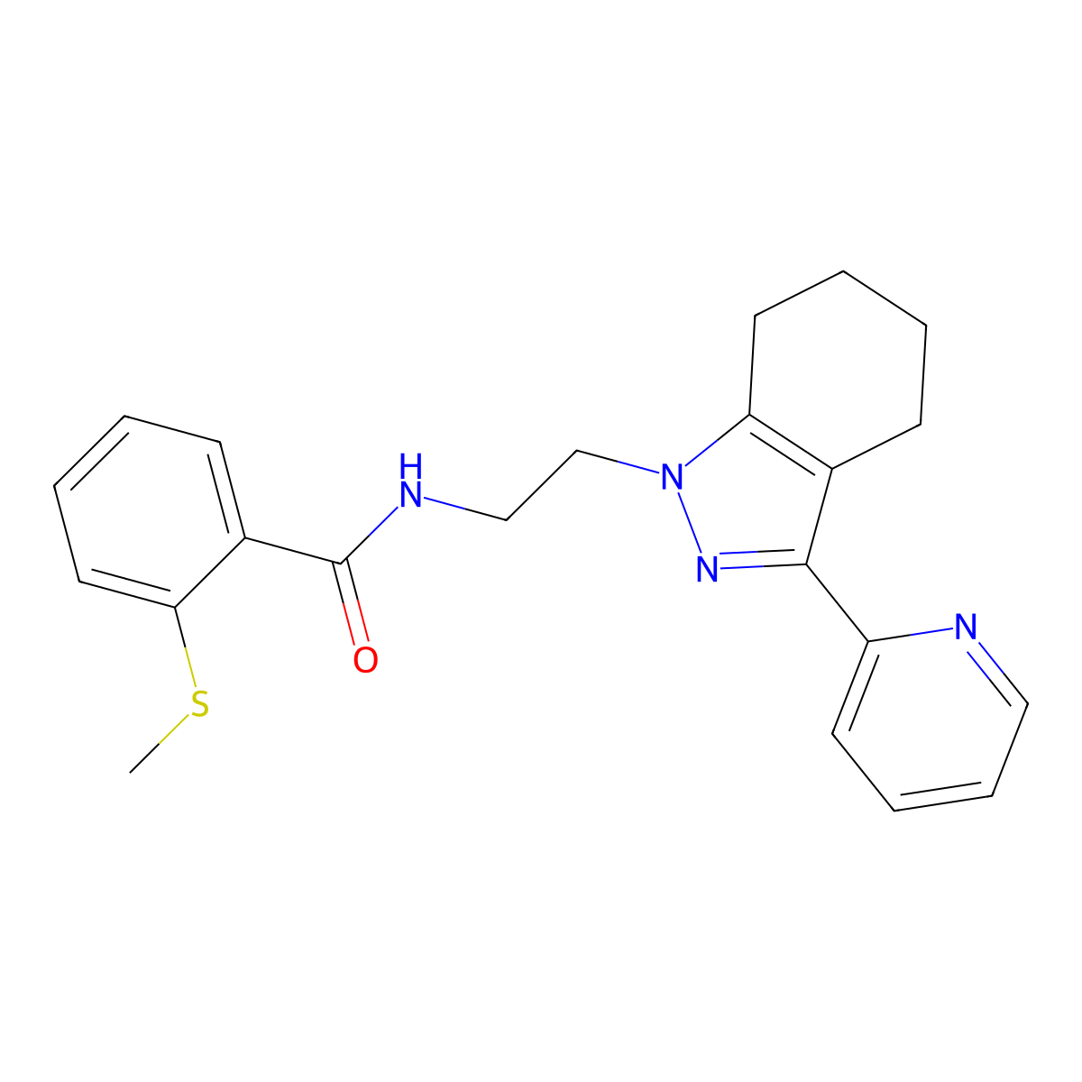 2-(methylthio)-N-(2-(3-(pyridin-2-yl)-4,5,6,7-tetrahydro-1H-indazol-1-yl)ethyl)benzamide molecular structure, CAS 1798027-96-9