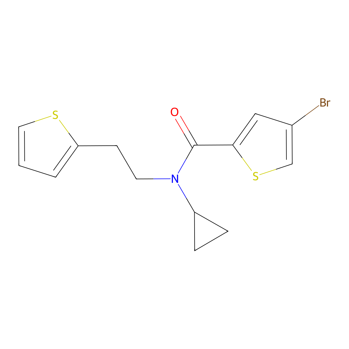 4-bromo-N-cyclopropyl-N-[2-(thiophen-2-yl)ethyl]thiophene-2-carboxamide molecular structure, CAS 1798028-00-8