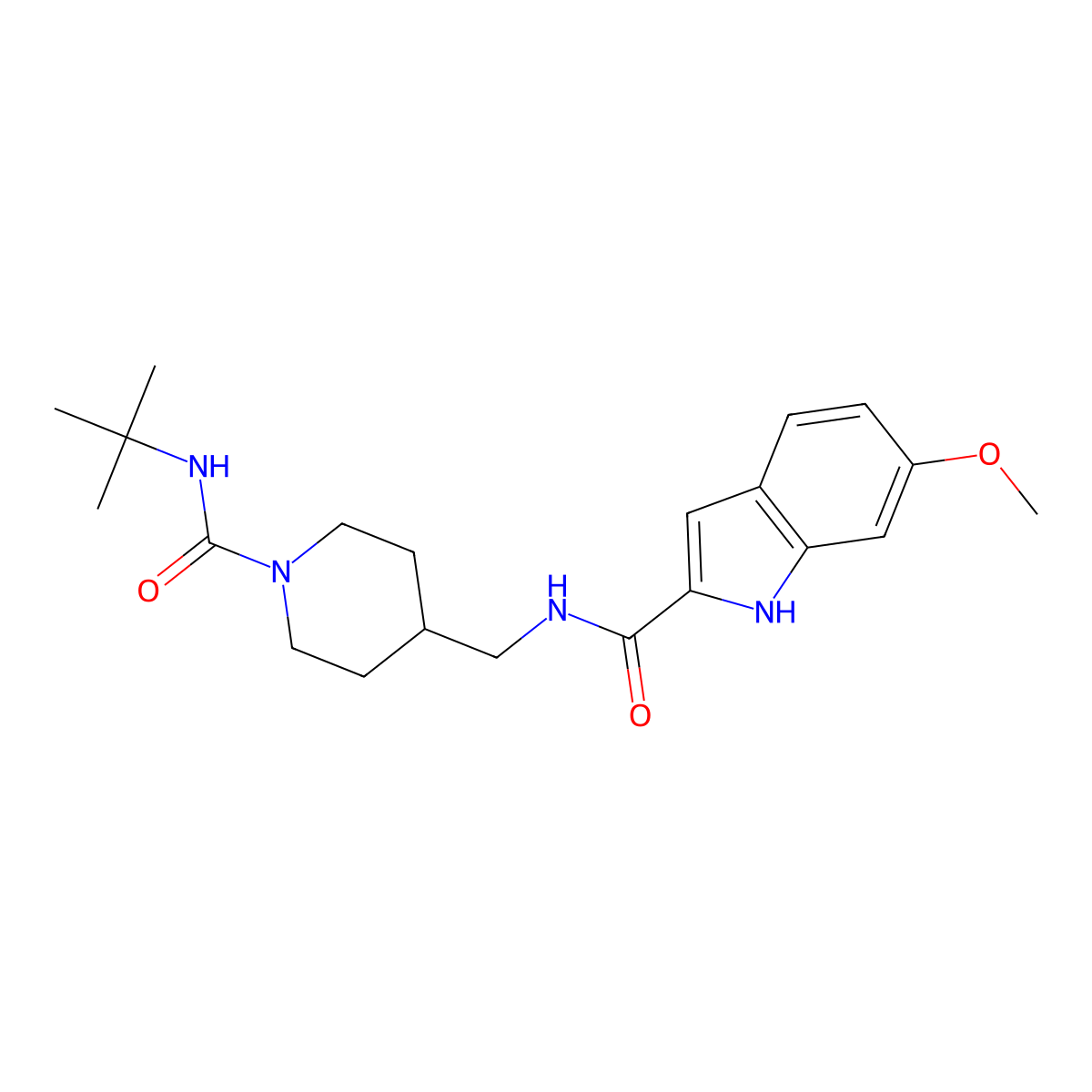N-{[1-(Tert-butylcarbamoyl)piperidin-4-YL]methyl}-6-methoxy-1H-indole-2-carboxamide molecular structure, CAS 1798028-04-2