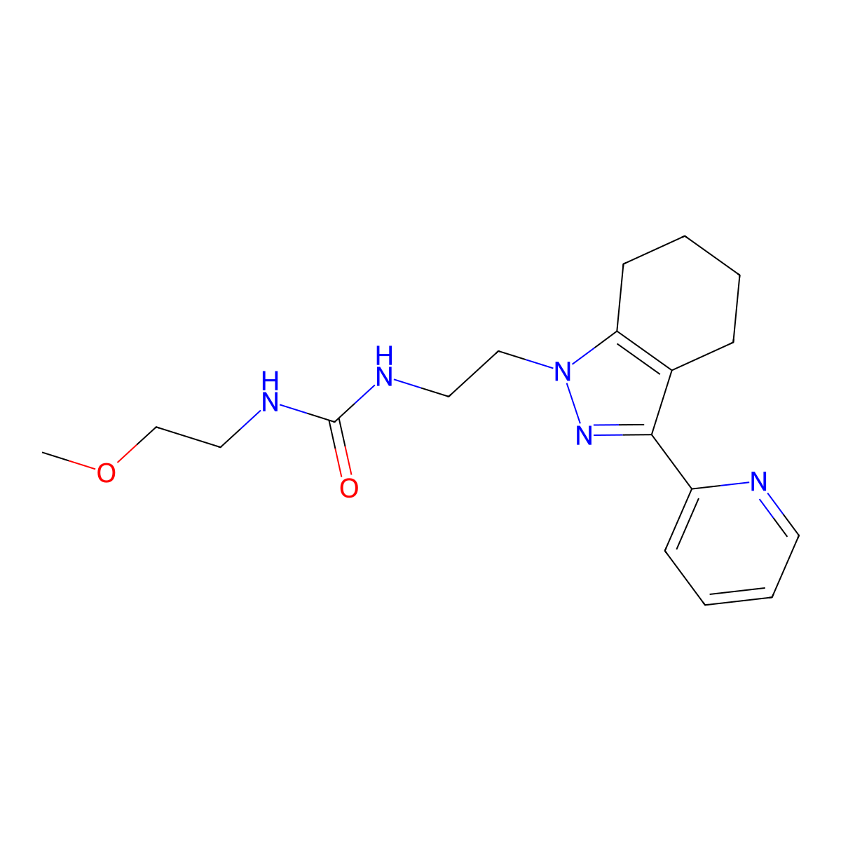 1-(2-methoxyethyl)-3-(2-(3-(pyridin-2-yl)-4,5,6,7-tetrahydro-1H-indazol-1-yl)ethyl)urea molecular structure, CAS 1798028-07-5