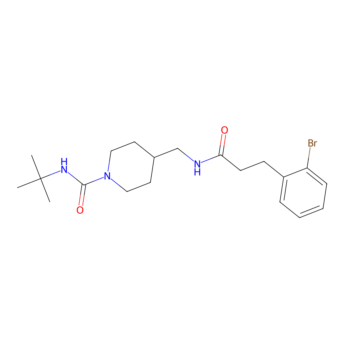 4-((3-(2-bromophenyl)propanamido)methyl)-N-(tert-butyl)piperidine-1-carboxamide molecular structure, CAS 1798028-09-7