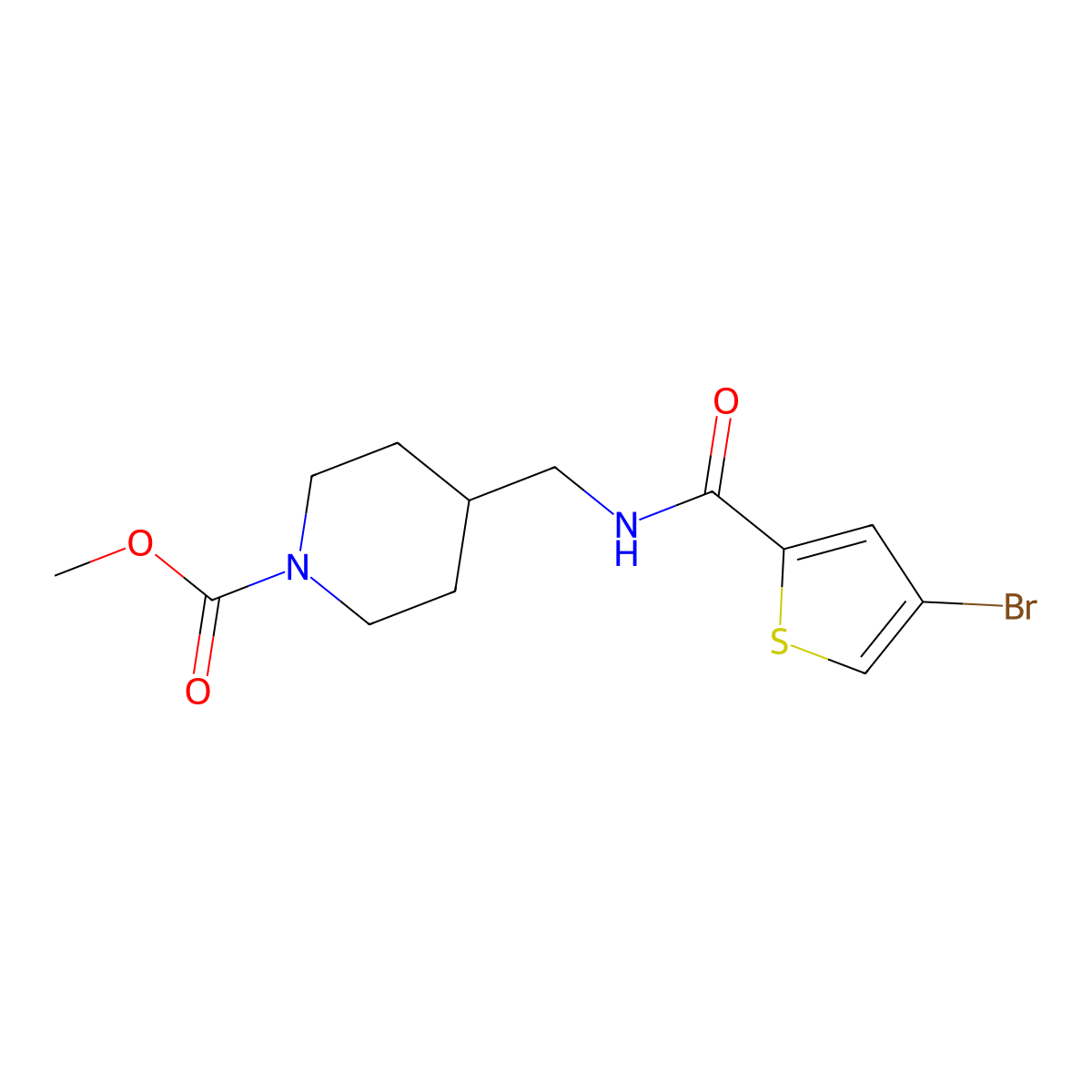 Methyl 4-((4-bromothiophene-2-carboxamido)methyl)piperidine-1-carboxylate molecular structure, CAS 1798028-27-9