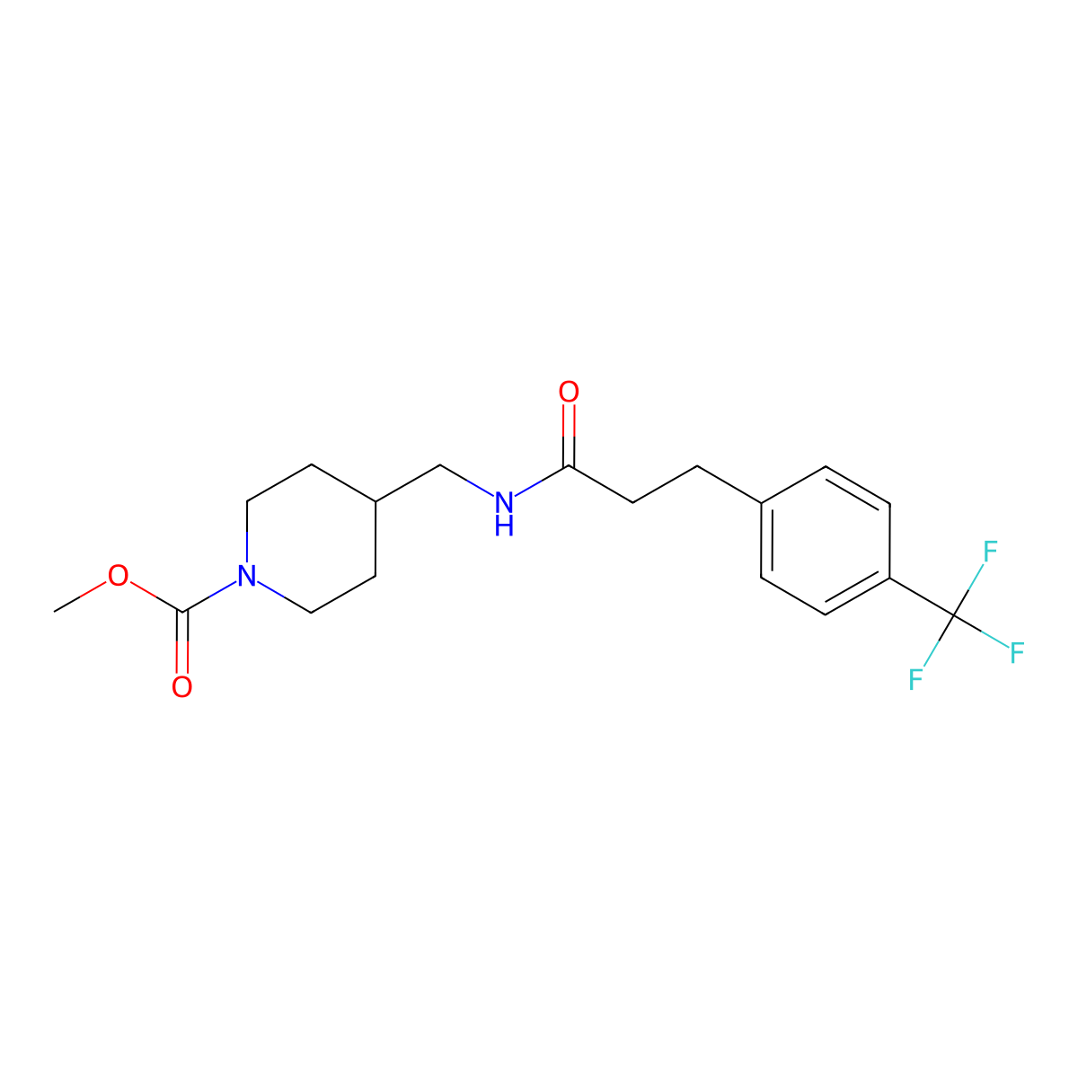 Methyl 4-({3-[4-(trifluoromethyl)phenyl]propanamido}methyl)piperidine-1-carboxylate molecular structure, CAS 1798028-30-4