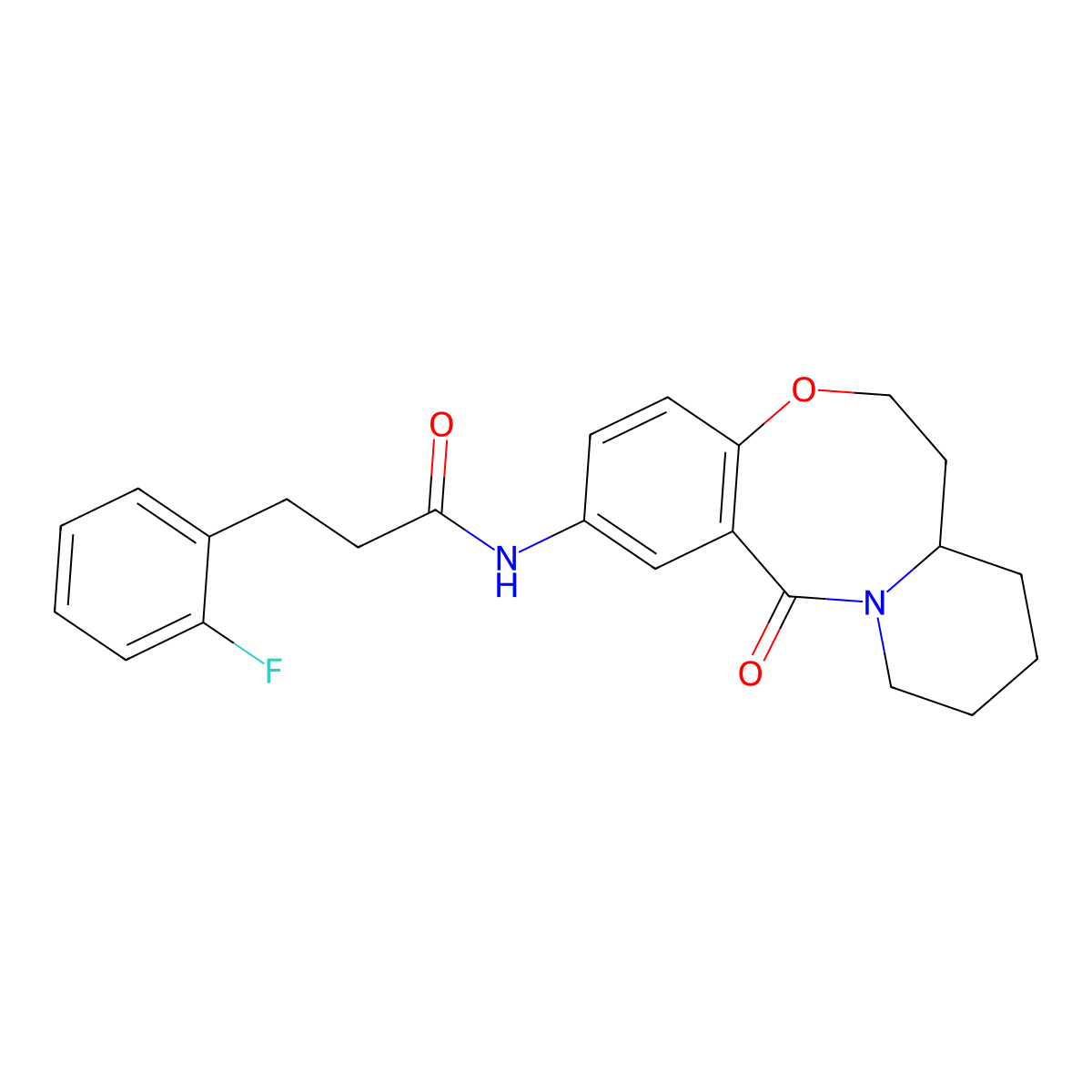 3-(2-fluorophenyl)-N-{2-oxo-9-oxa-1-azatricyclo[10.4.0.0^{3,8}]hexadeca-3,5,7-trien-5-yl}propanamide molecular structure, CAS 1798028-77-9