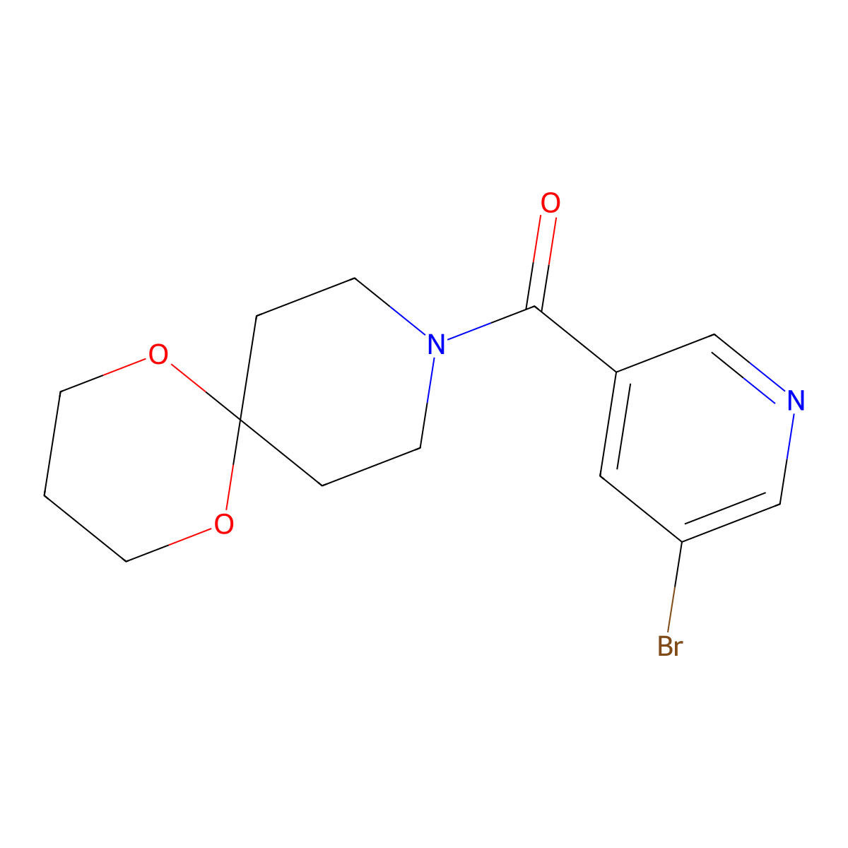 (5-Bromopyridin-3-yl)(1,5-dioxa-9-azaspiro[5.5]undecan-9-yl)methanone molecular structure, CAS 1798028-88-2