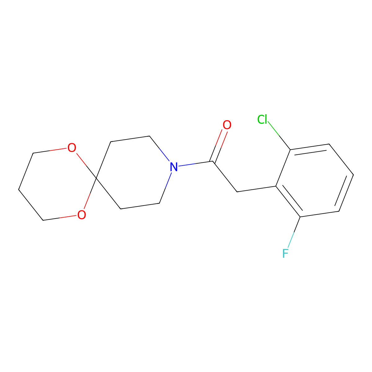 2-(2-Chloro-6-fluorophenyl)-1-(1,5-dioxa-9-azaspiro[5.5]undecan-9-yl)ethanone molecular structure, CAS 1798028-92-8