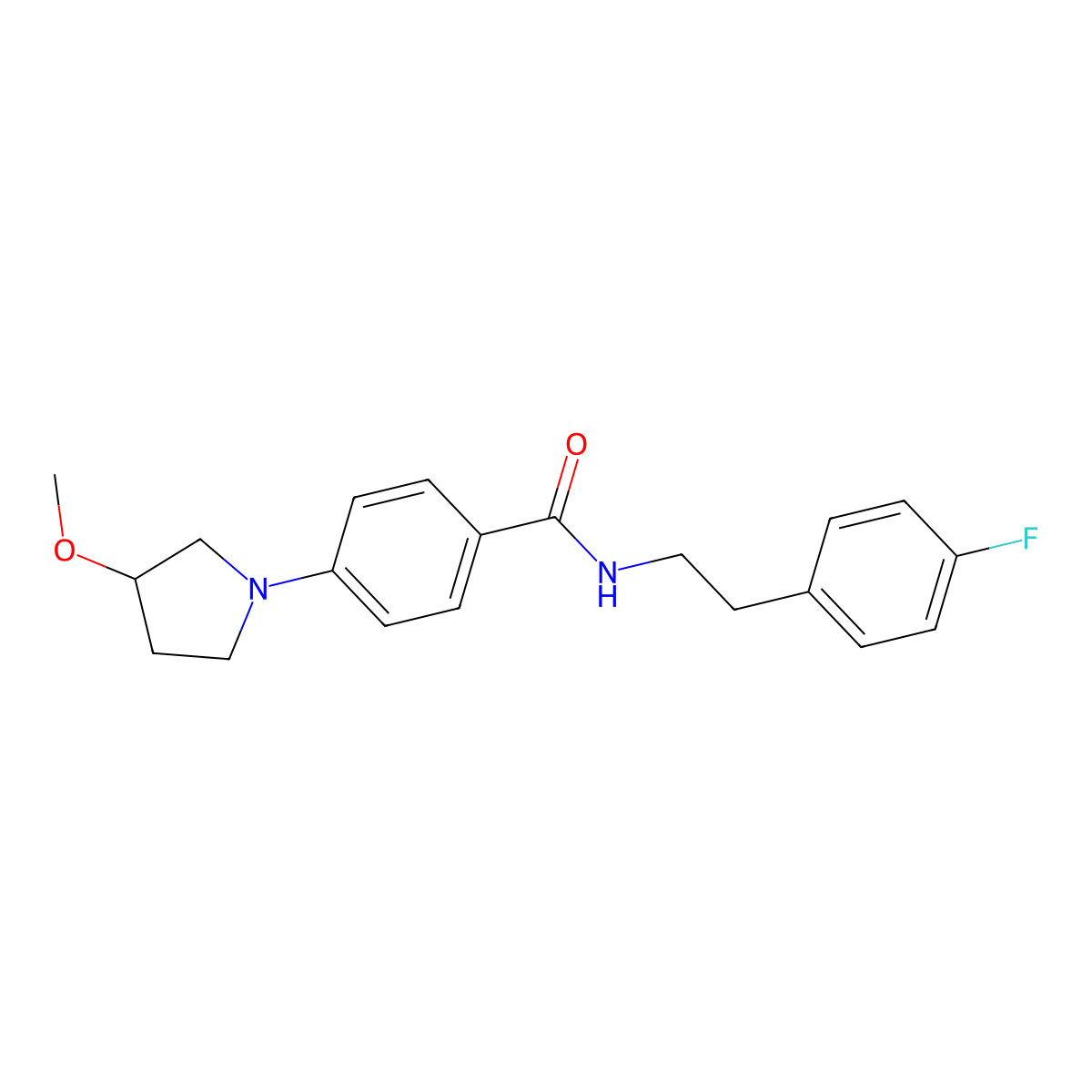 N-(4-fluorophenethyl)-4-(3-methoxypyrrolidin-1-yl)benzamide molecular structure, CAS 1798028-99-5