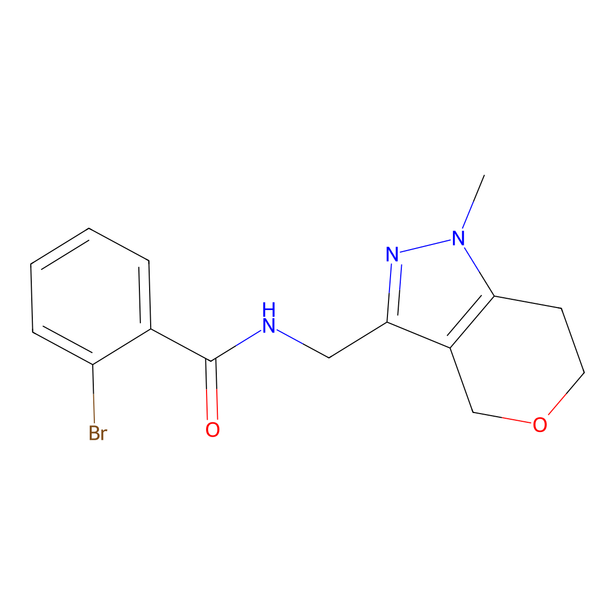 2-bromo-N-({1-methyl-1H,4H,6H,7H-pyrano[4,3-c]pyrazol-3-yl}methyl)benzamide molecular structure, CAS 1798029-23-8
