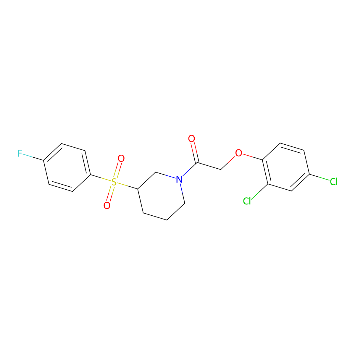 2-(2,4-Dichlorophenoxy)-1-(3-((4-fluorophenyl)sulfonyl)piperidin-1-yl)ethanone molecular structure, CAS 1798029-46-5