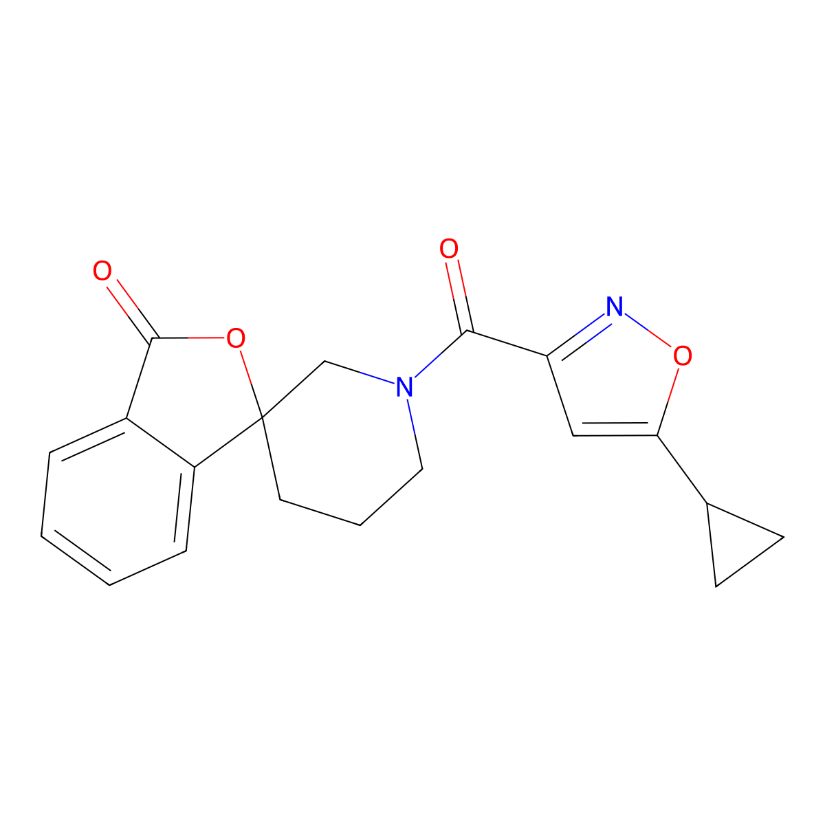 1'-(5-cyclopropyl-1,2-oxazole-3-carbonyl)-3H-spiro[2-benzofuran-1,3'-piperidine]-3-one molecular structure, CAS 1798029-49-8