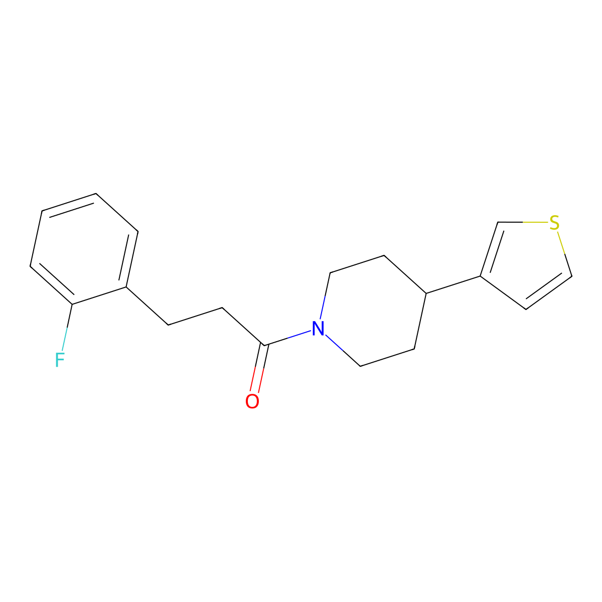 3-(2-Fluorophenyl)-1-[4-(thiophen-3-YL)piperidin-1-YL]propan-1-one molecular structure, CAS 1798029-50-1