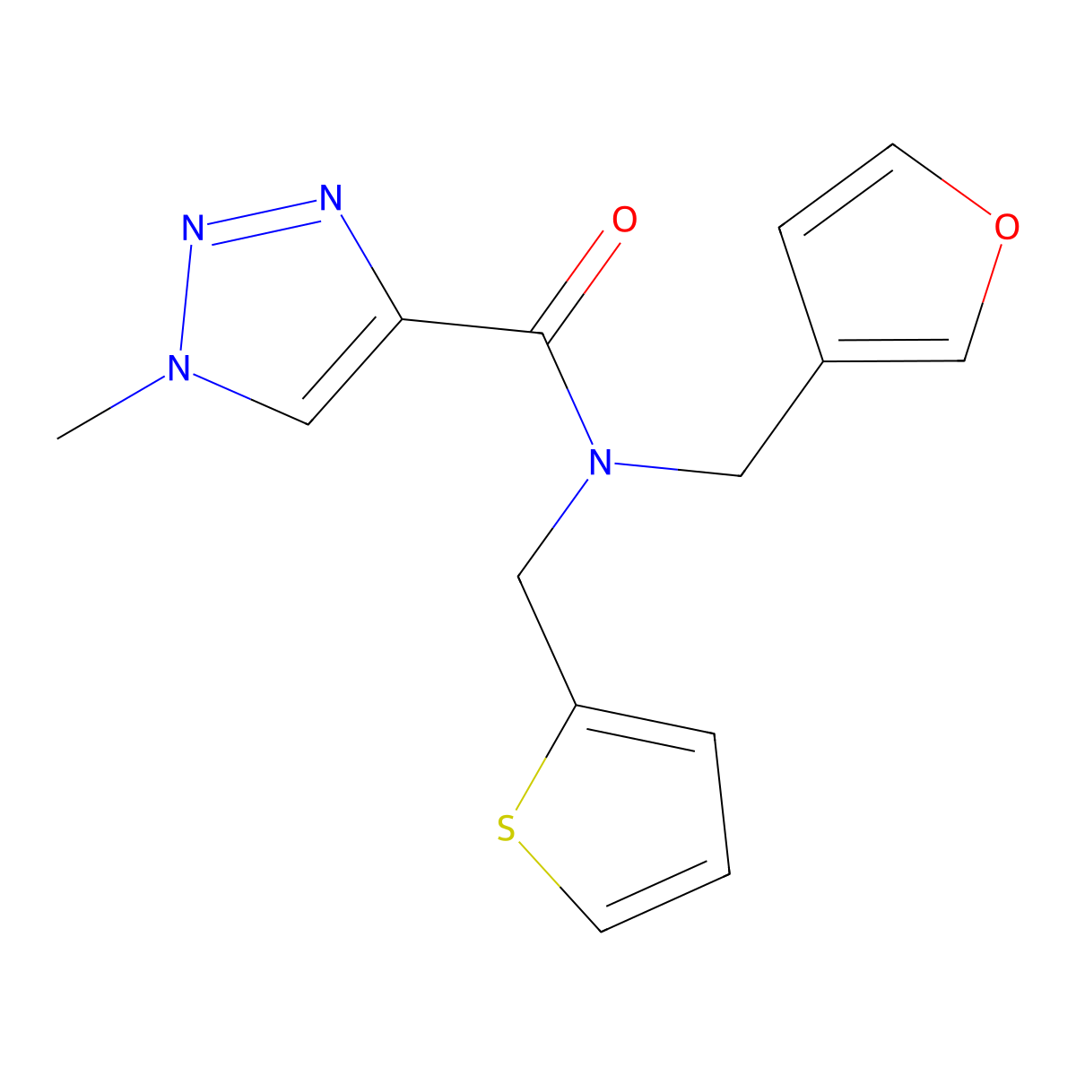 N-(furan-3-ylmethyl)-1-methyl-N-(thiophen-2-ylmethyl)-1H-1,2,3-triazole-4-carboxamide molecular structure, CAS 1798029-67-0