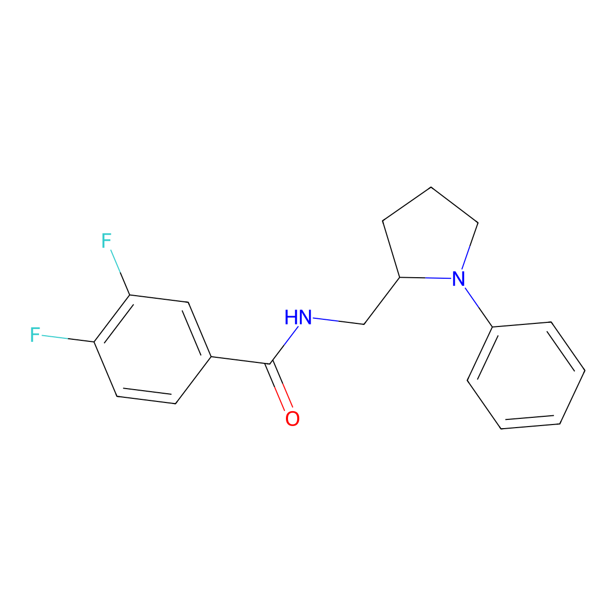 3,4-difluoro-N-[(1-phenylpyrrolidin-2-yl)methyl]benzamide molecular structure, CAS 1798029-84-1