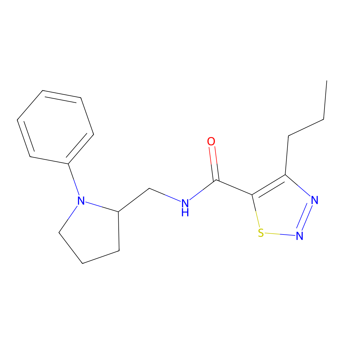 N-[(1-phenylpyrrolidin-2-yl)methyl]-4-propyl-1,2,3-thiadiazole-5-carboxamide molecular structure, CAS 1798029-89-6