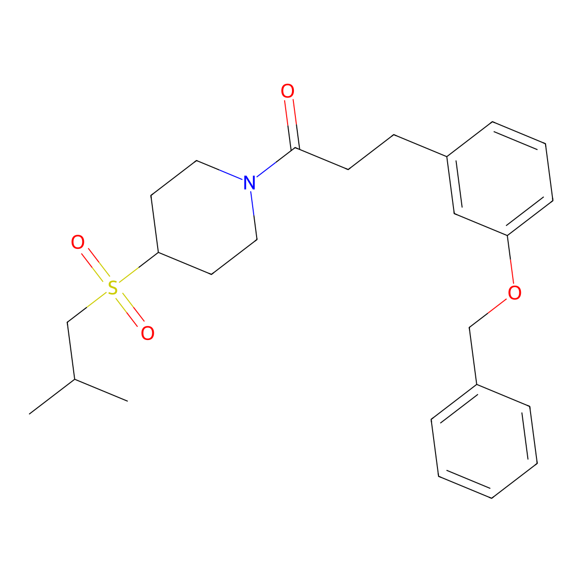 3-(3-(Benzyloxy)phenyl)-1-(4-(isobutylsulfonyl)piperidin-1-yl)propan-1-one molecular structure, CAS 1798029-90-9