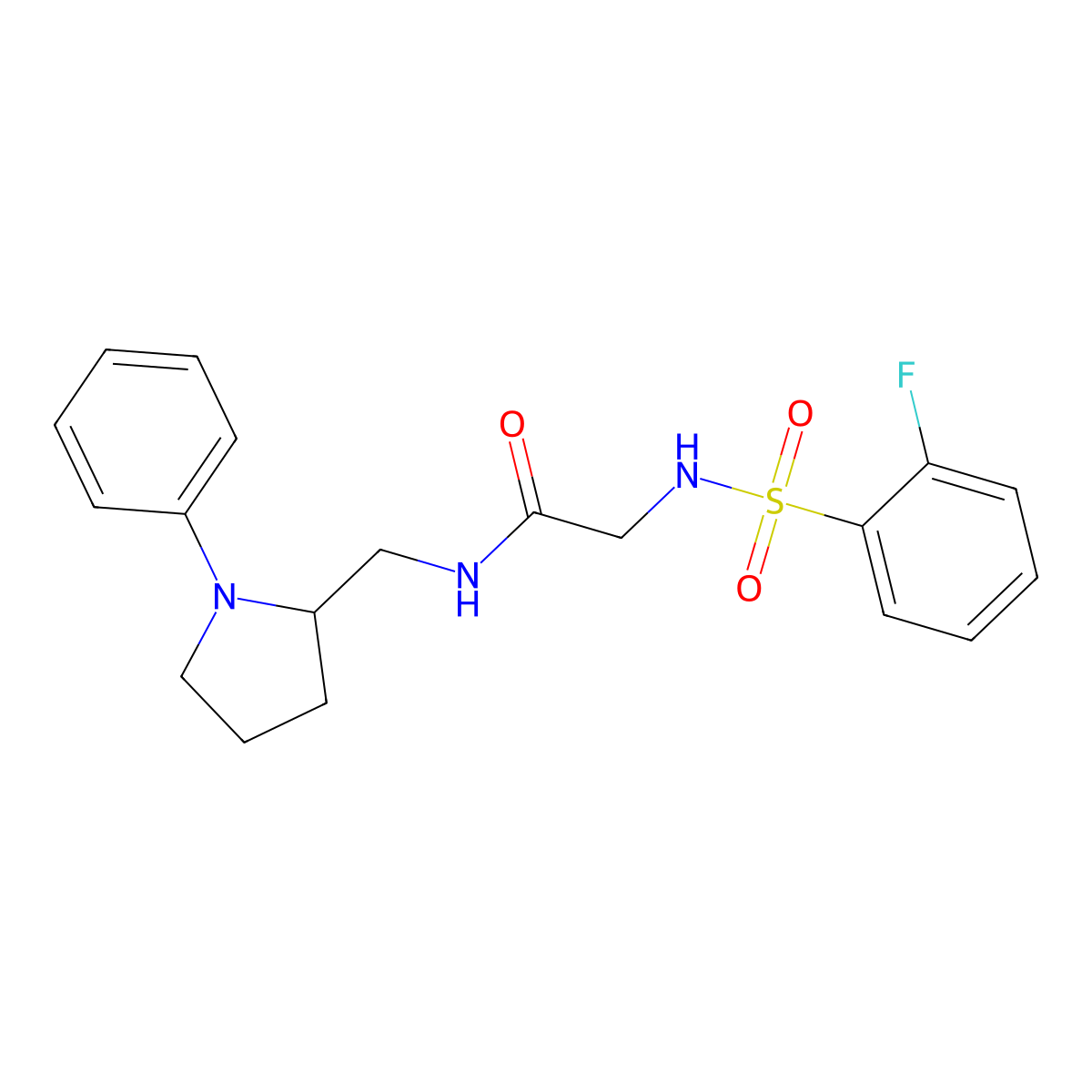 2-(2-fluorobenzenesulfonamido)-N-[(1-phenylpyrrolidin-2-yl)methyl]acetamide molecular structure, CAS 1798029-98-7