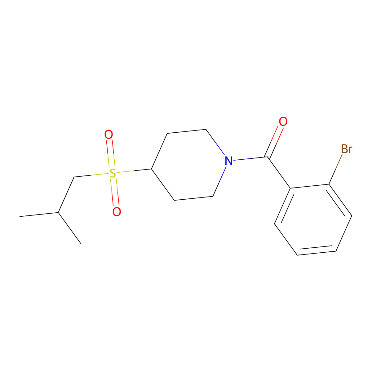 (2-Bromophenyl)(4-(isobutylsulfonyl)piperidin-1-yl)methanone molecular structure, CAS 1798029-99-8