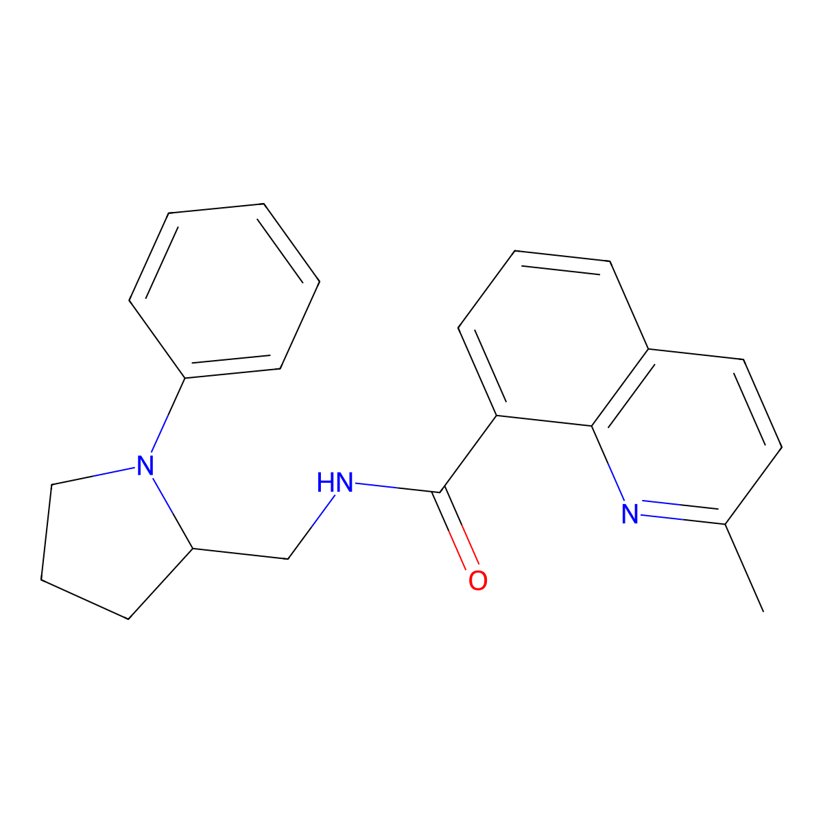 2-methyl-N-[(1-phenylpyrrolidin-2-yl)methyl]quinoline-8-carboxamide molecular structure, CAS 1798030-08-6