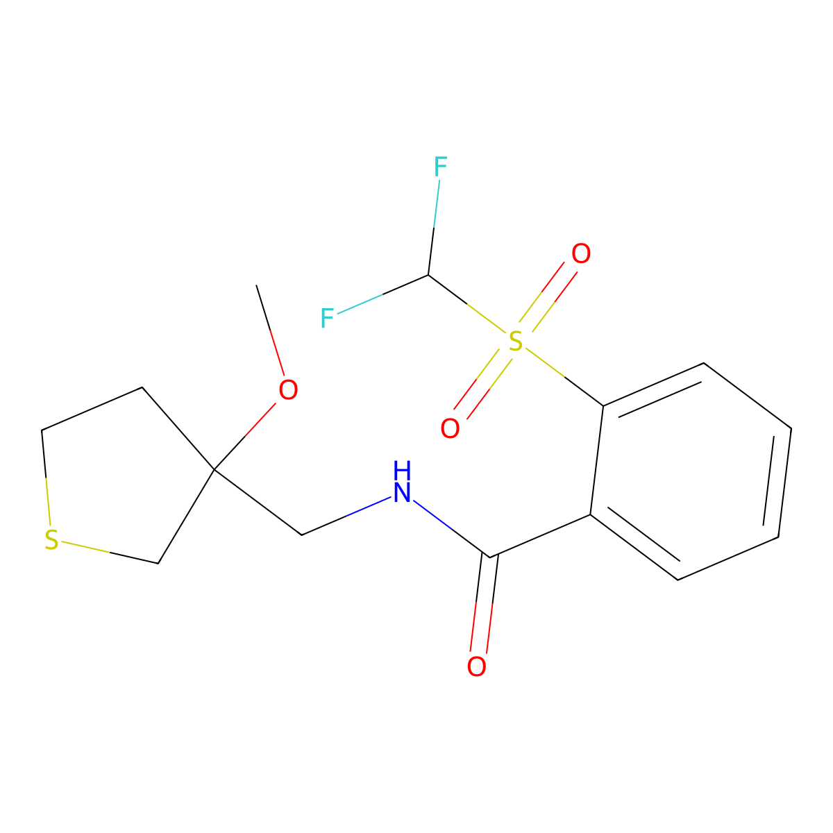 2-((difluoromethyl)sulfonyl)-N-((3-methoxytetrahydrothiophen-3-yl)methyl)benzamide molecular structure, CAS 1798030-14-4