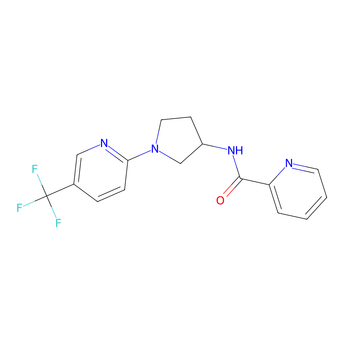 N-(1-(5-(trifluoromethyl)pyridin-2-yl)pyrrolidin-3-yl)picolinamide molecular structure, CAS 1798030-29-1